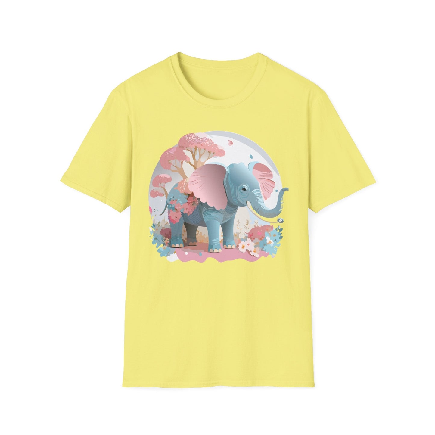 Unisex Elephant Graphic Tee Gildan Softstyle 64000 100 Percent Ring Spun Cotton Fabric
