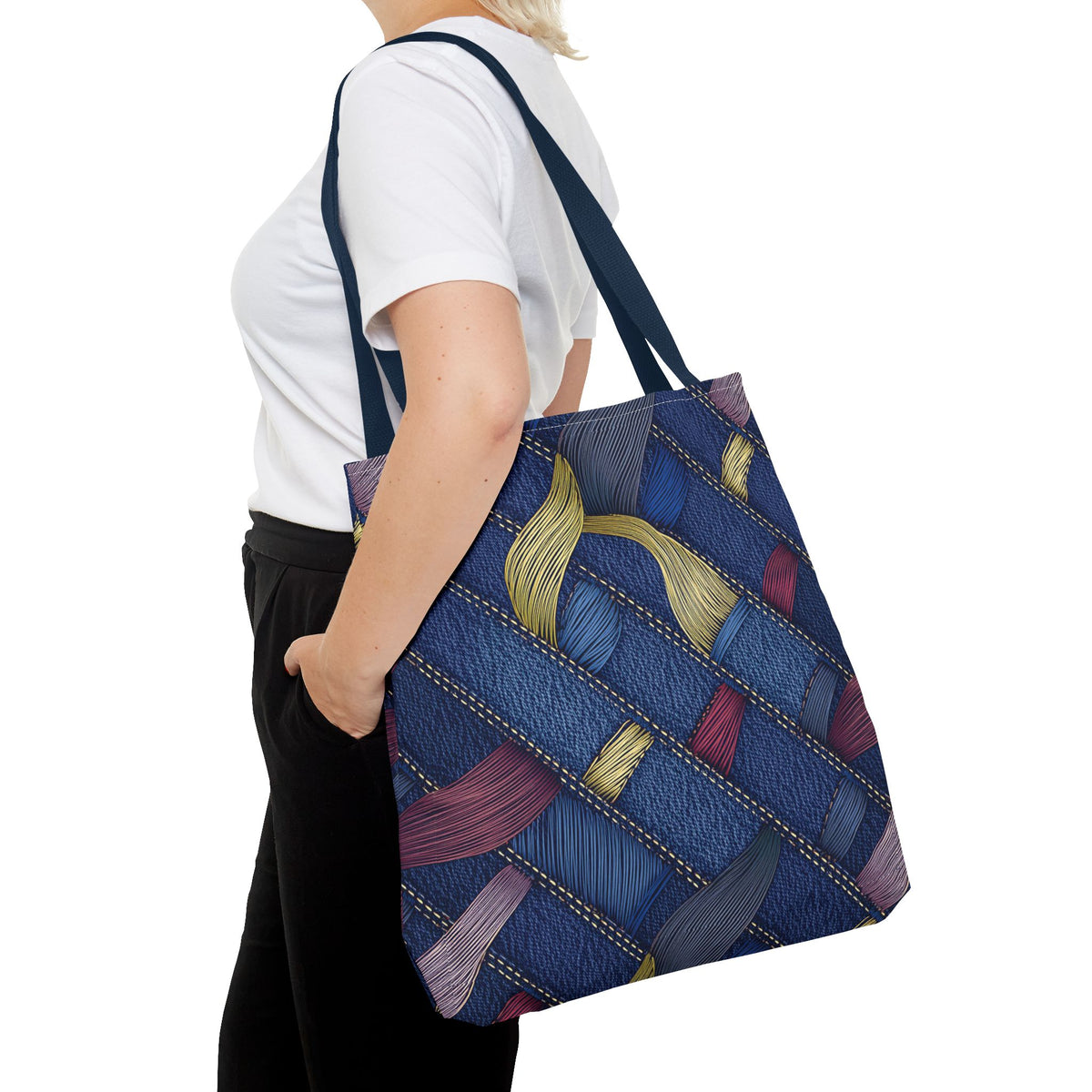 Denim Fabric Imitation Print Unisex Canvas Bag Poly Spun 3 Sizes Tote Bag 145