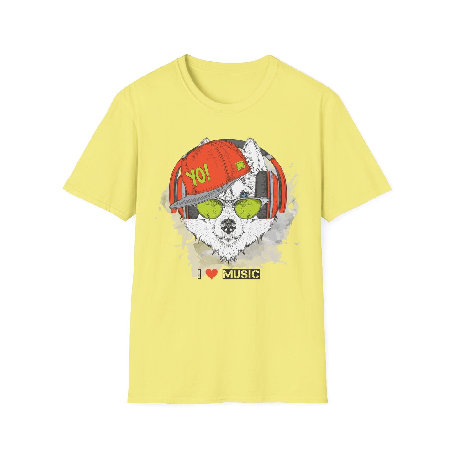 Unisex Music Animals Short Sleeve T Shirt With Headphones For Music Lovers Gildan 64000