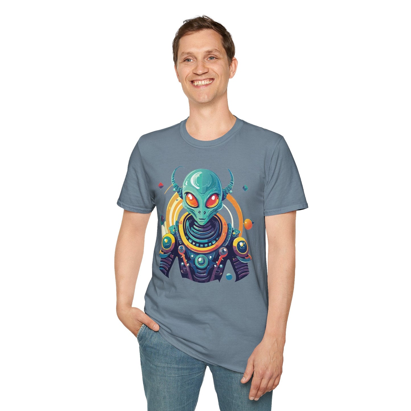 Alien Graphic Unisex Cotton Softstyle UFO Artwork Tee 2