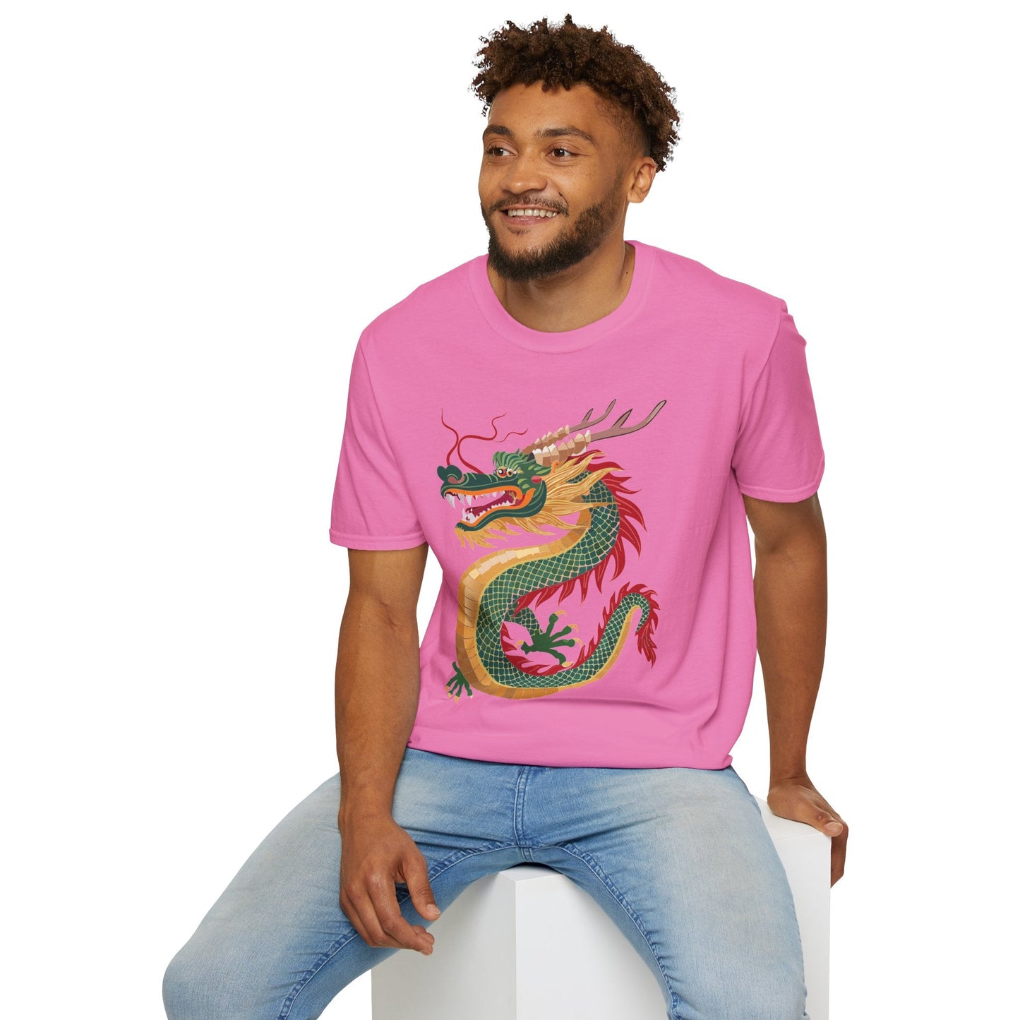 Dragon Graphic Unisex Cotton Softstyle Art Design Tee With Animals 9