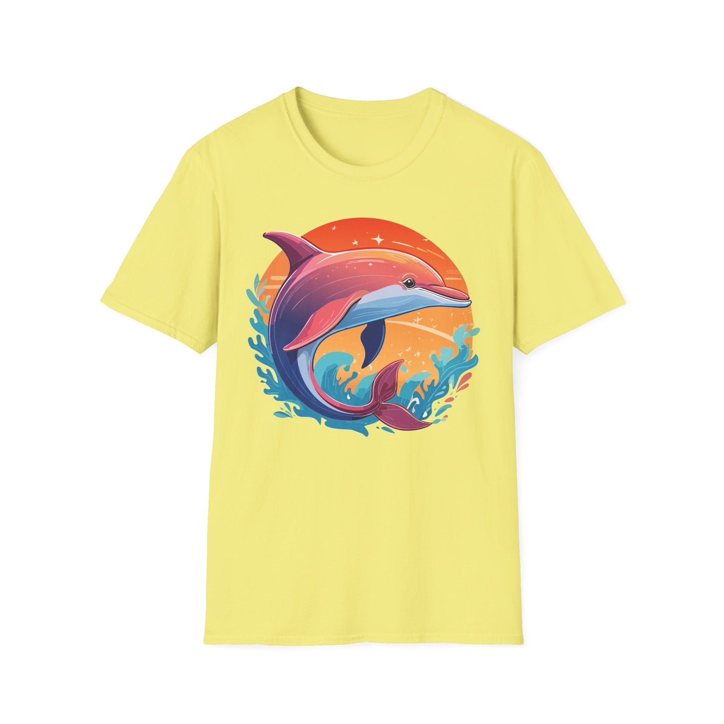 Dolphin Shirt Unisex Tee 100 Percent Ring Spun Cotton Softstyle Gildan 64000 Comfort Fit