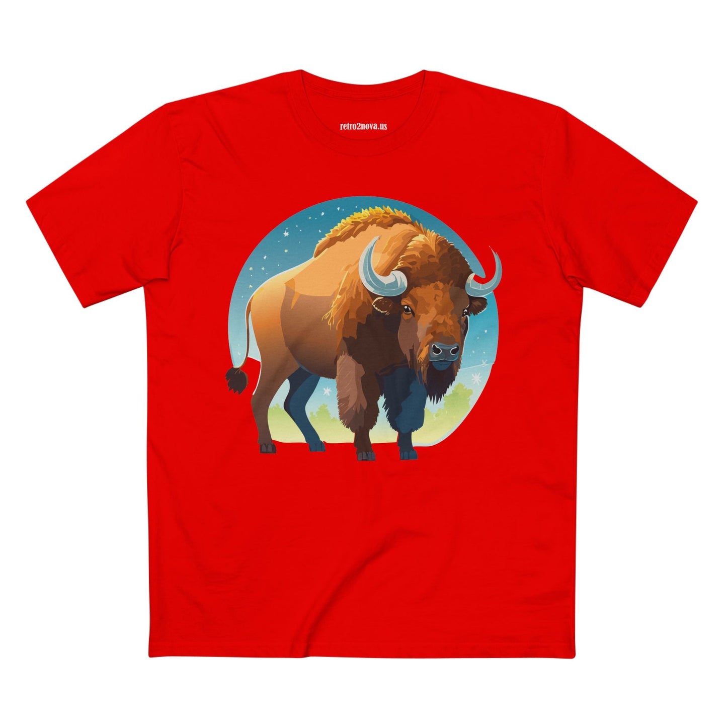 Unisex Premium Cotton Tee With Original Bison Art Design From Retro2Nova Art Collection Soft Breathable Everyday Comfort