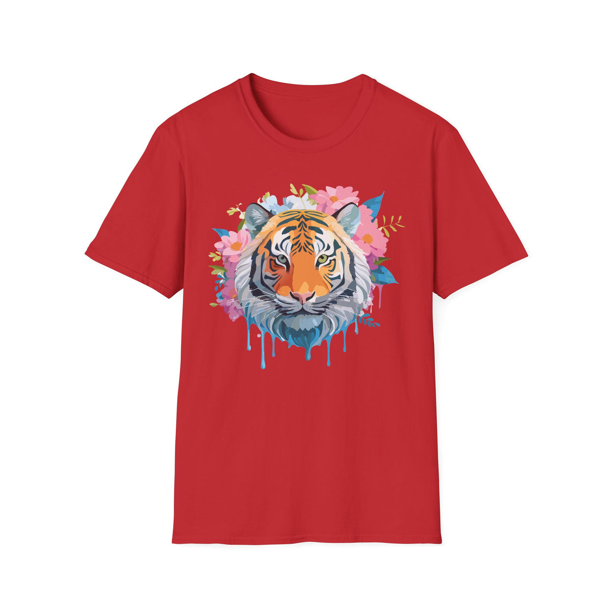Floral Tiger Face T-Shirt | Watercolor Bloom Design