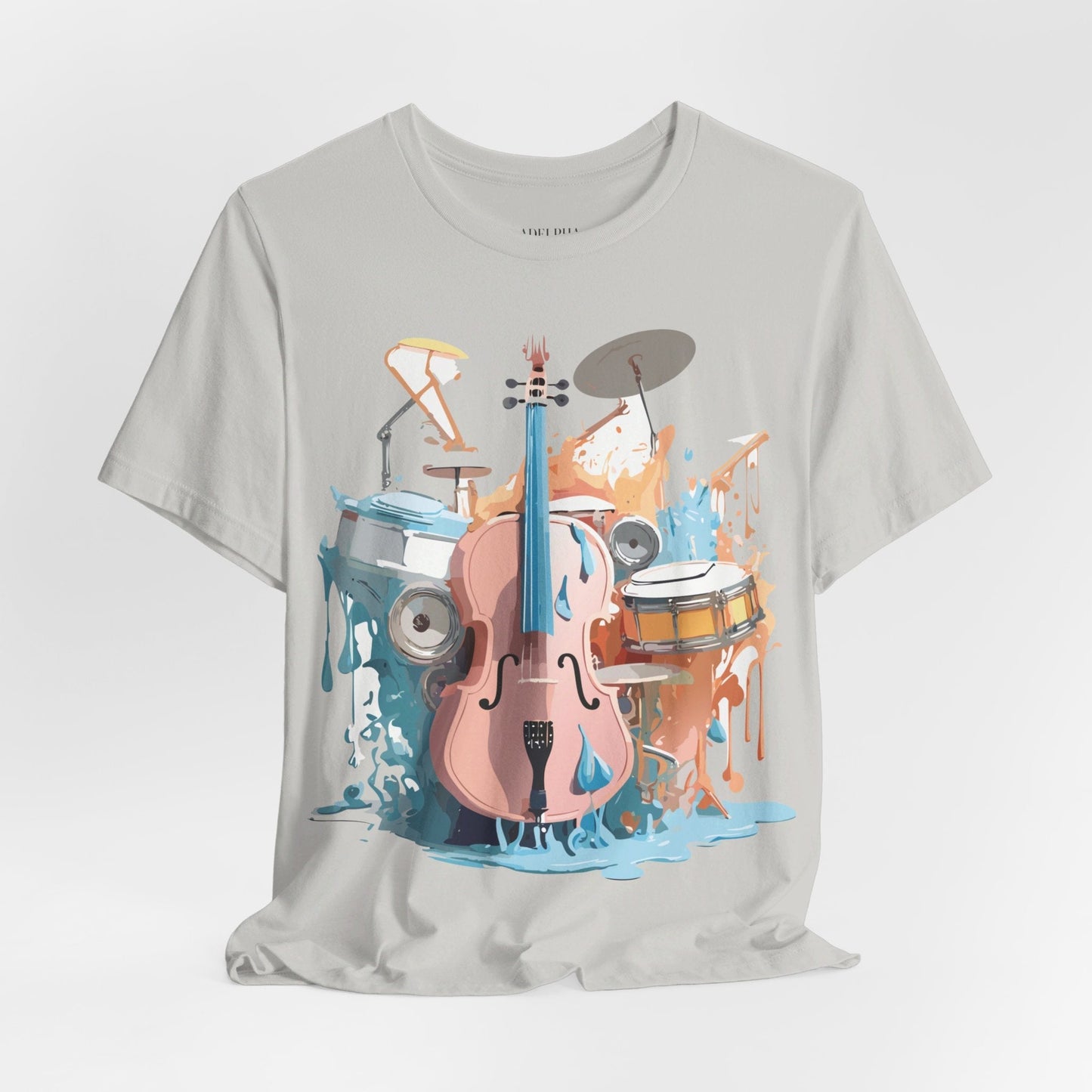 Music Graphic Unisex 100 Cotton Vintage Art with Musical Elements Tee 74