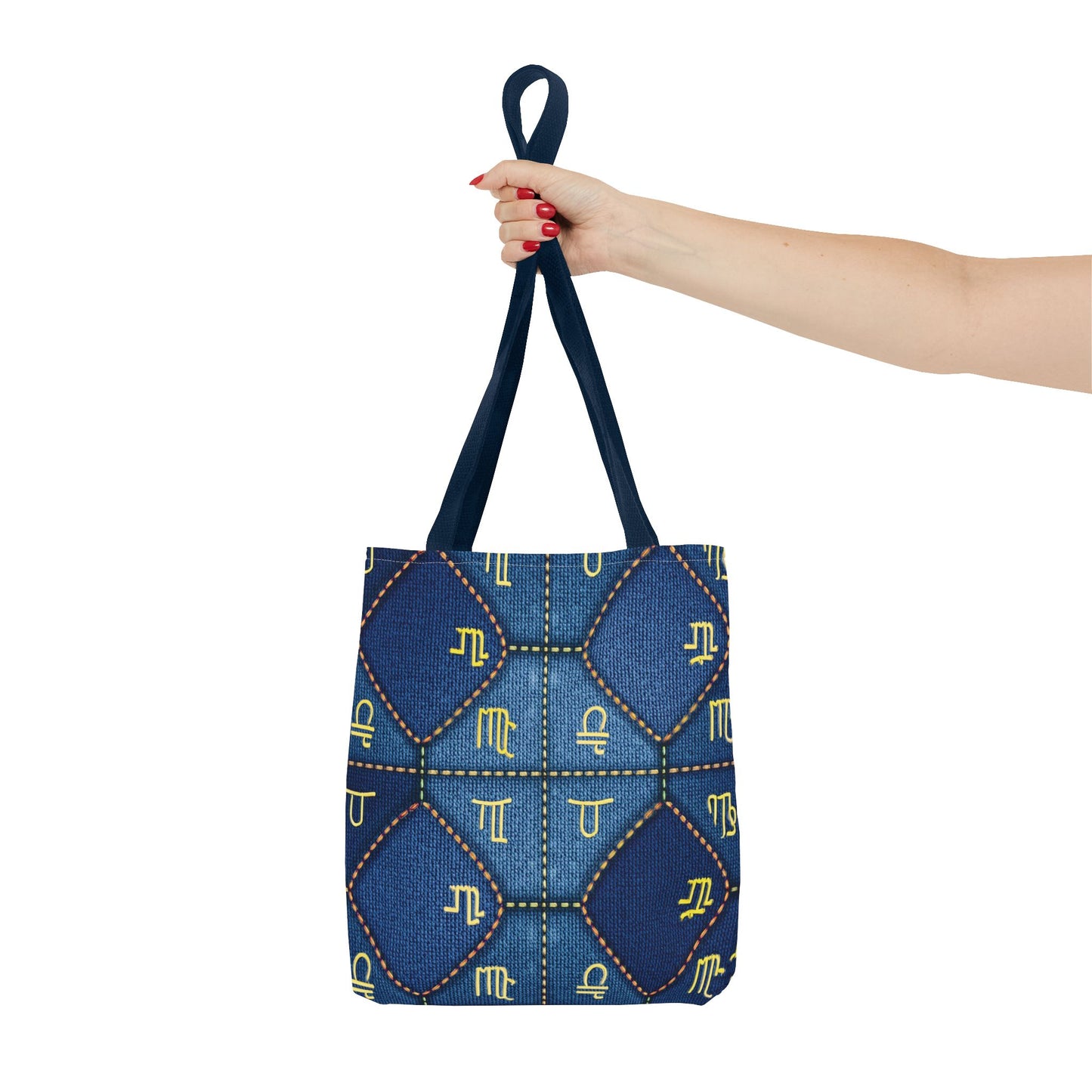 Denim Fabric Imitation Print Unisex Canvas Bag Poly Spun 3 Sizes Tote Bag 184-2