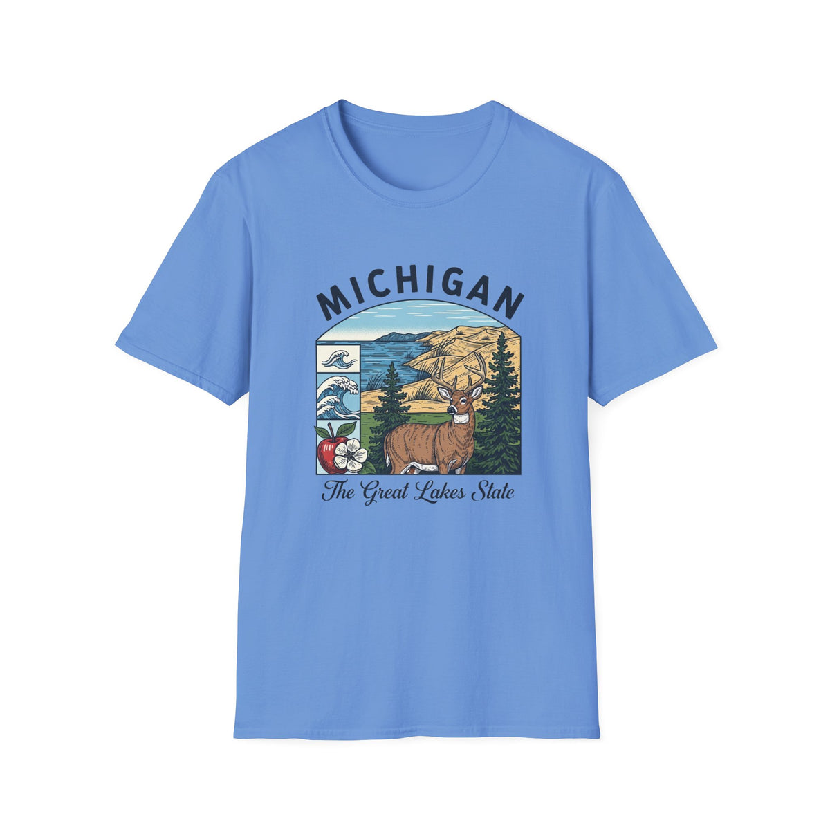 Michigan Scenic T-Shirt — Great Lakes State Vintage Travel Tourist Graphic Design Unisex 100 Cotton Gildan T-Shirt
