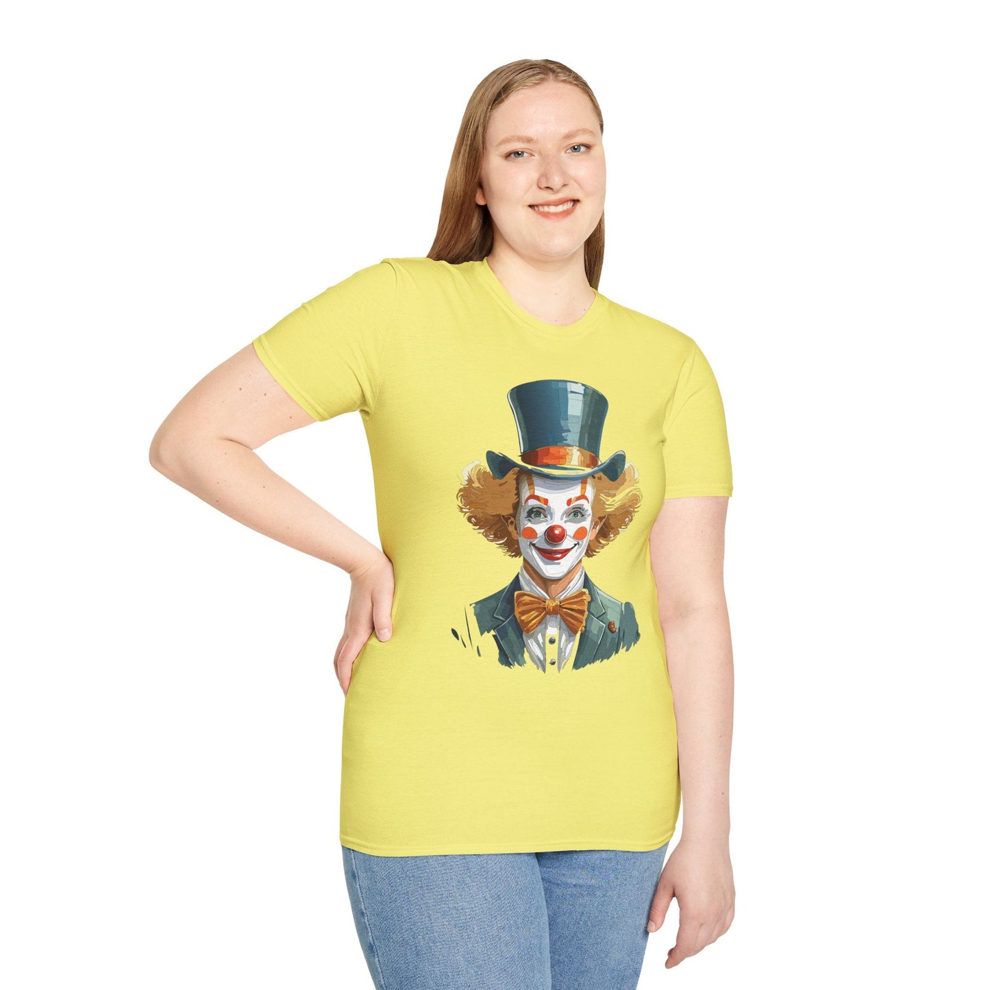 Funny Clown Shirt Unisex T Shirt Circus Style Tee With Scary Man Artwork Gildan 64000