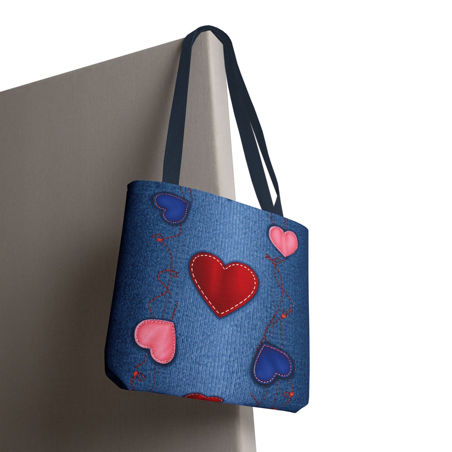 Love Day Graphic Design Denim Fabric Imitation Print Unisex Canvas Bag POLY 3 Sizes Tote Bag 201-23