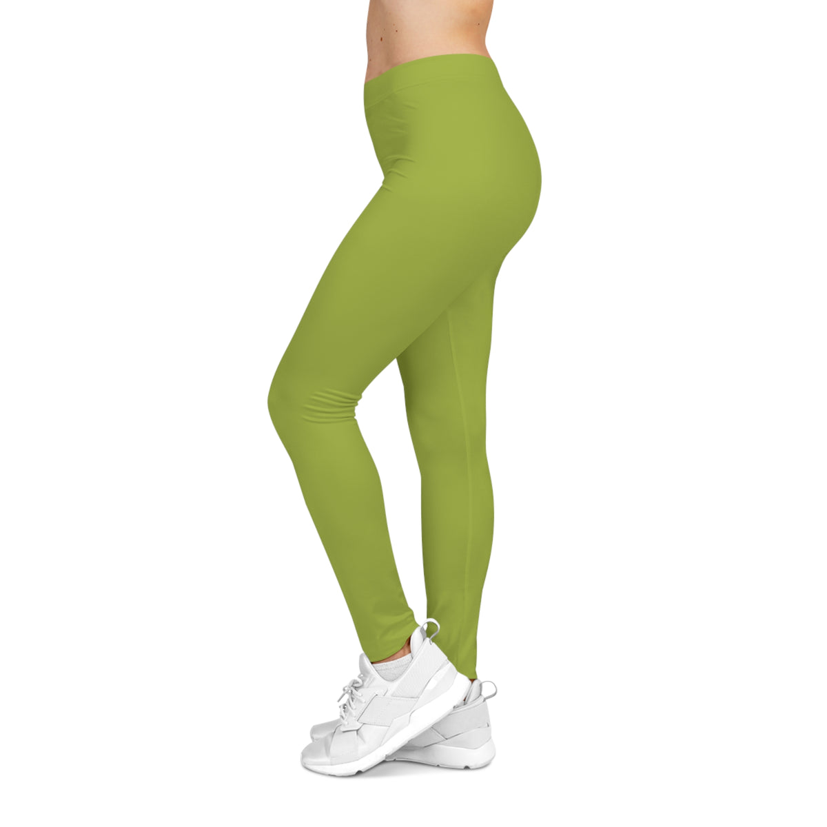 Lime Green Color Women's Poly-Span Casual Leggings XS-2XL