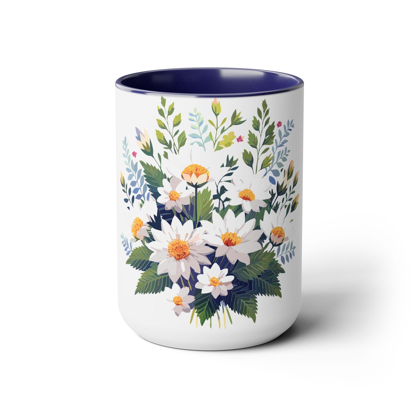 Two-Tone Coffee Mug with flowers