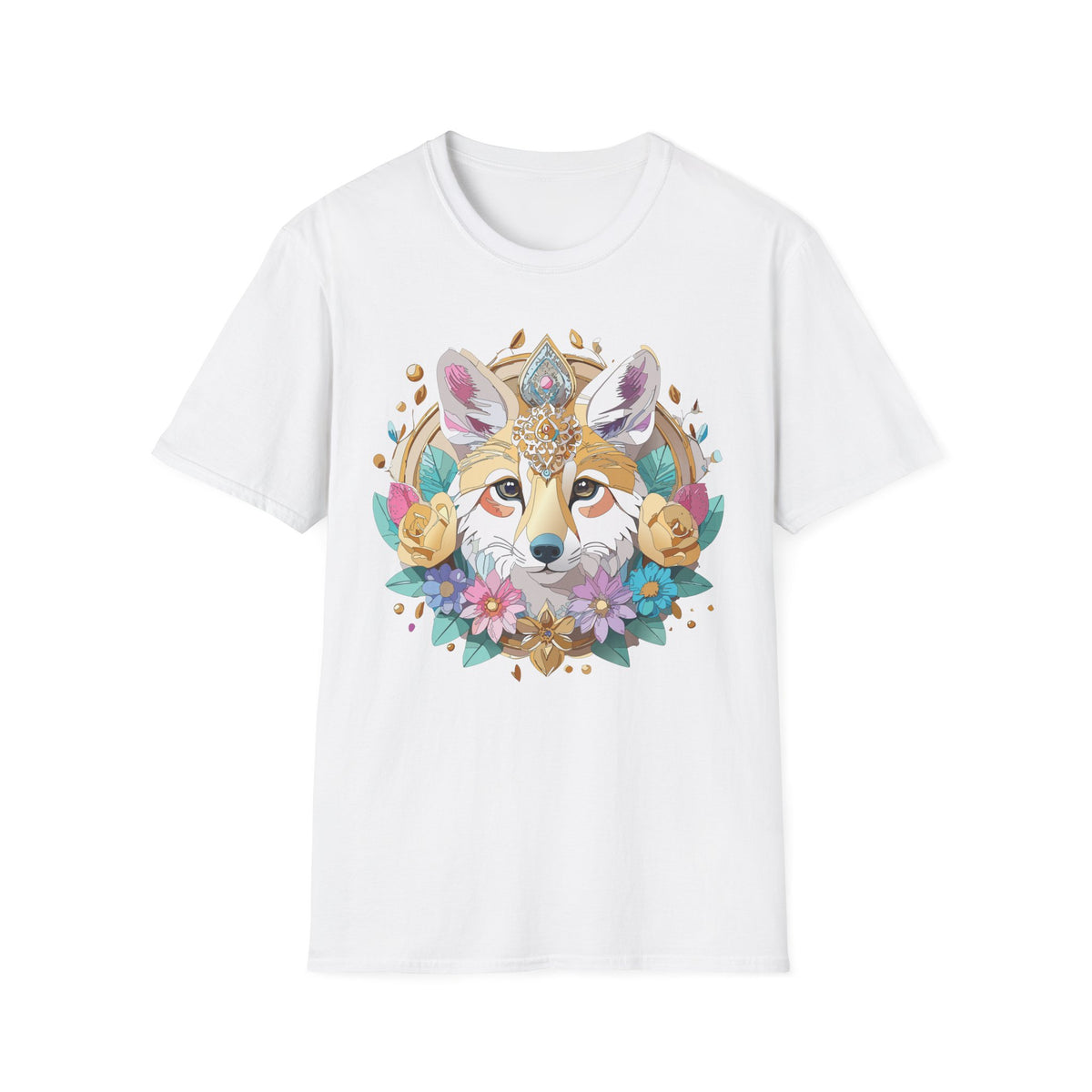 Boho Fox Face T-Shirt | Floral Mandala Fox Tee