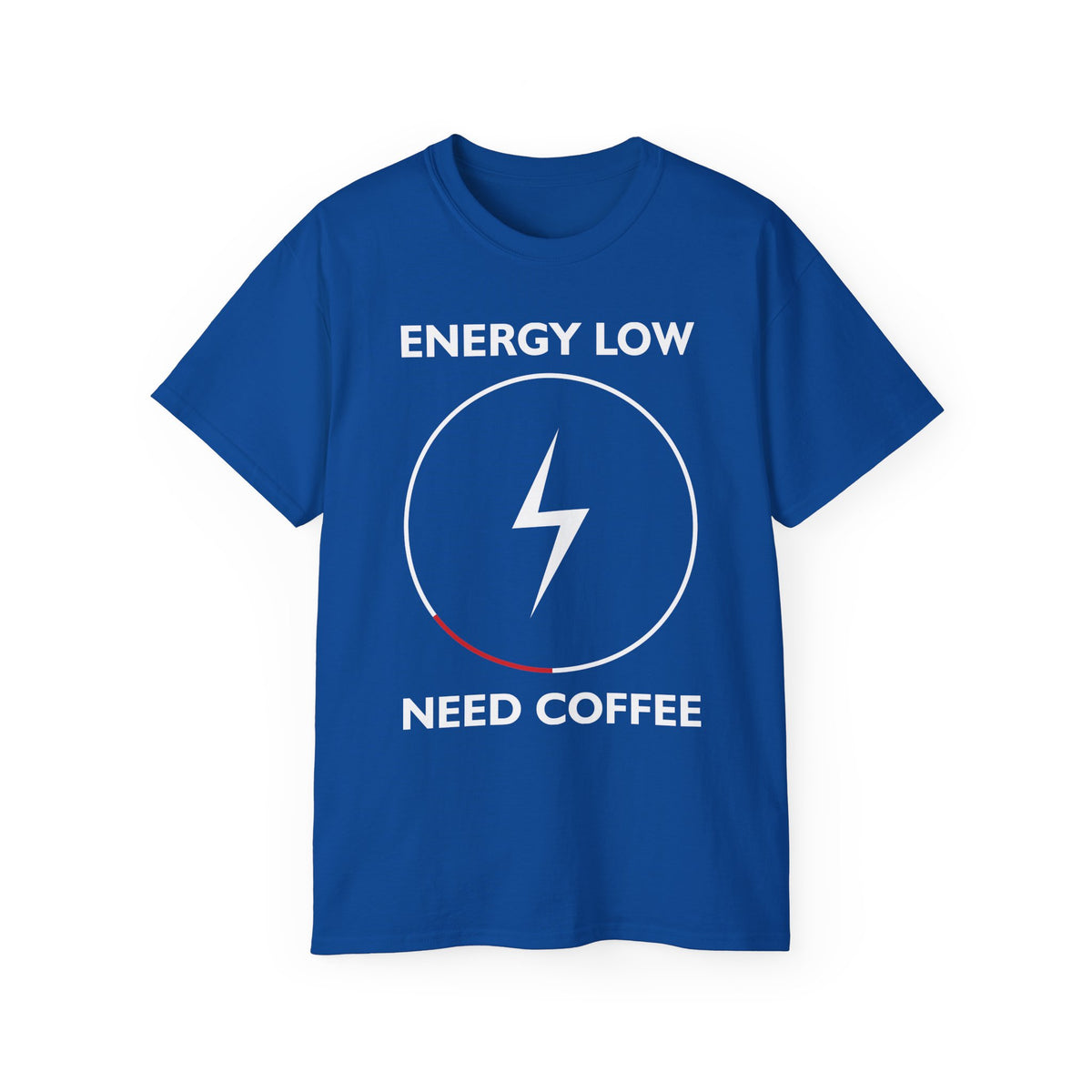 Energy Low Need Coffee T-Shirt | Battery Lightning Design