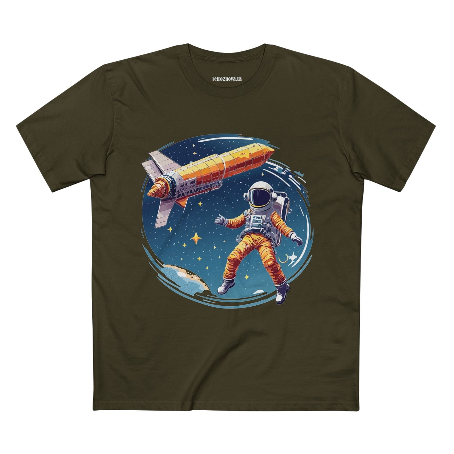 Cosmos Astronaut Shirt Unisex Premium Cotton Tee With Original Art Print By Retro2Nova
