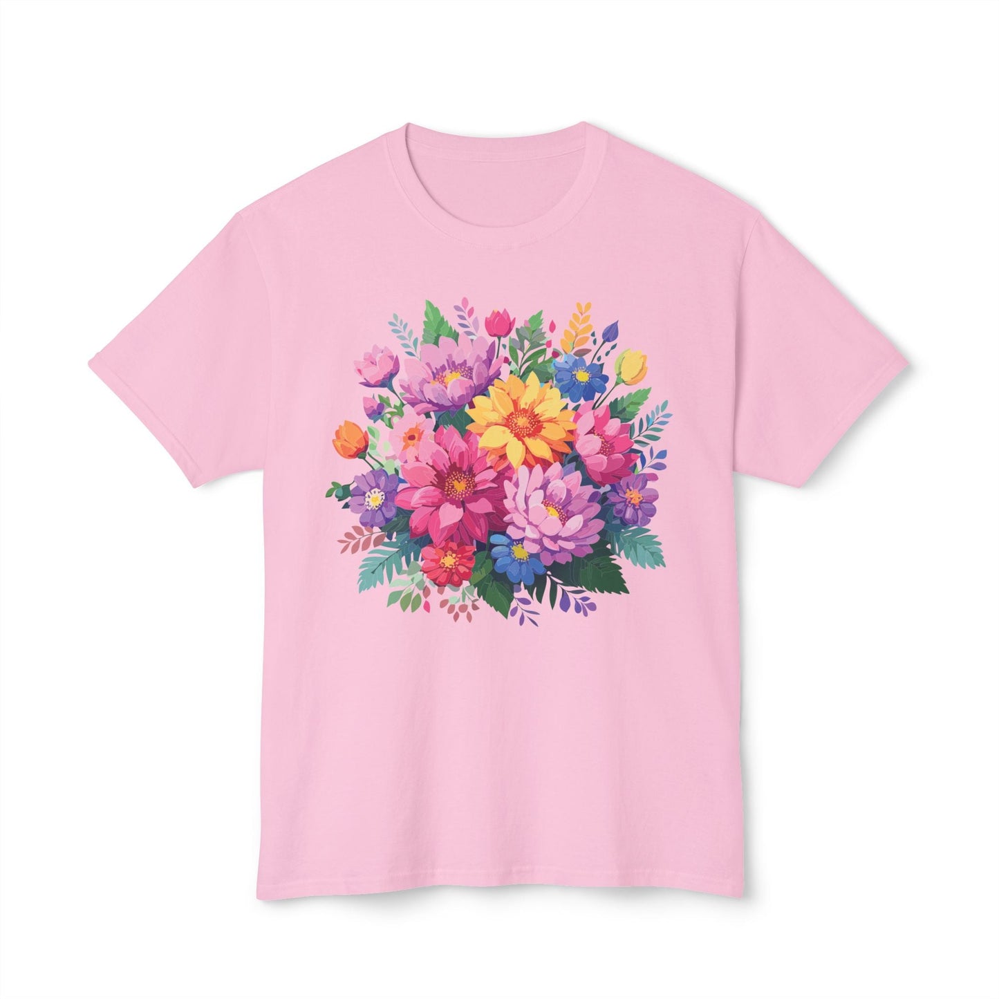 Unisex Floral T Shirt With Full Color Art Print Made In USA 100 Percent Cotton Breathable