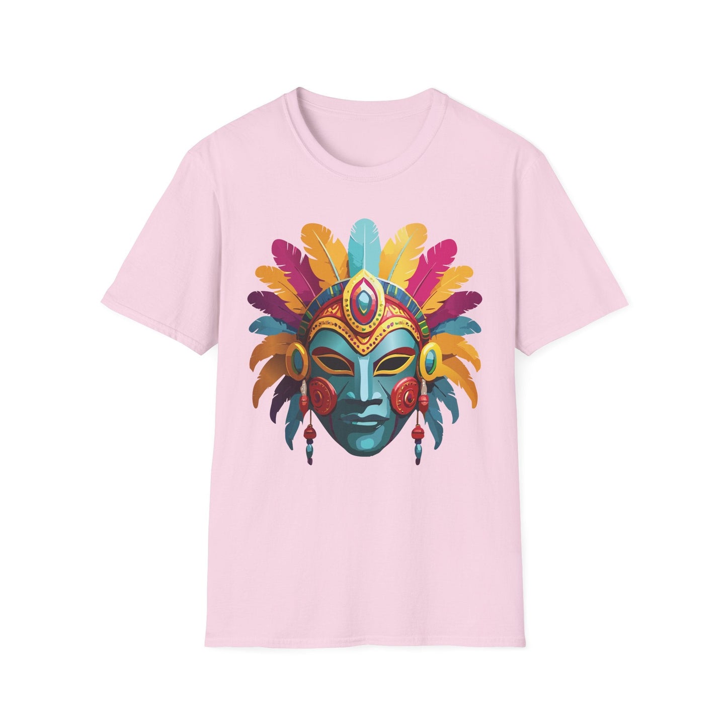 Mask Tee Shirt Unisex Short Sleeve Graphic Tee Masquerade Design 100 Percent Ring Spun Cotton