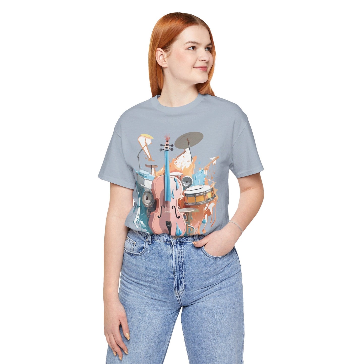 Music Graphic Unisex 100 Cotton Vintage Art with Musical Elements Tee 74