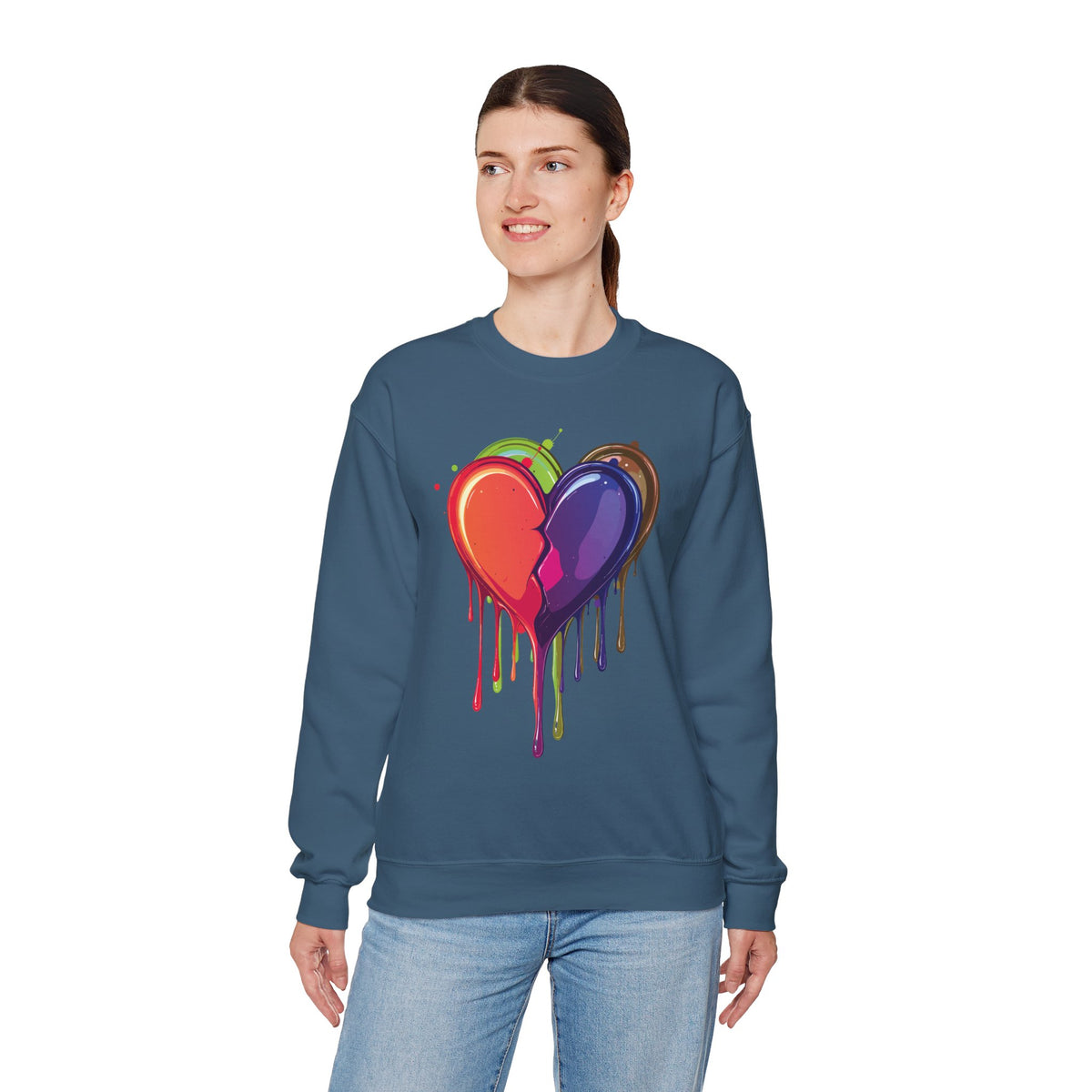 Double Bleeding Heart Sweatshirt, Big Heart Sweatshirt, Love Sweatshirt, Valentine's Day Sweatshirt, Heart Sweatshirt 119