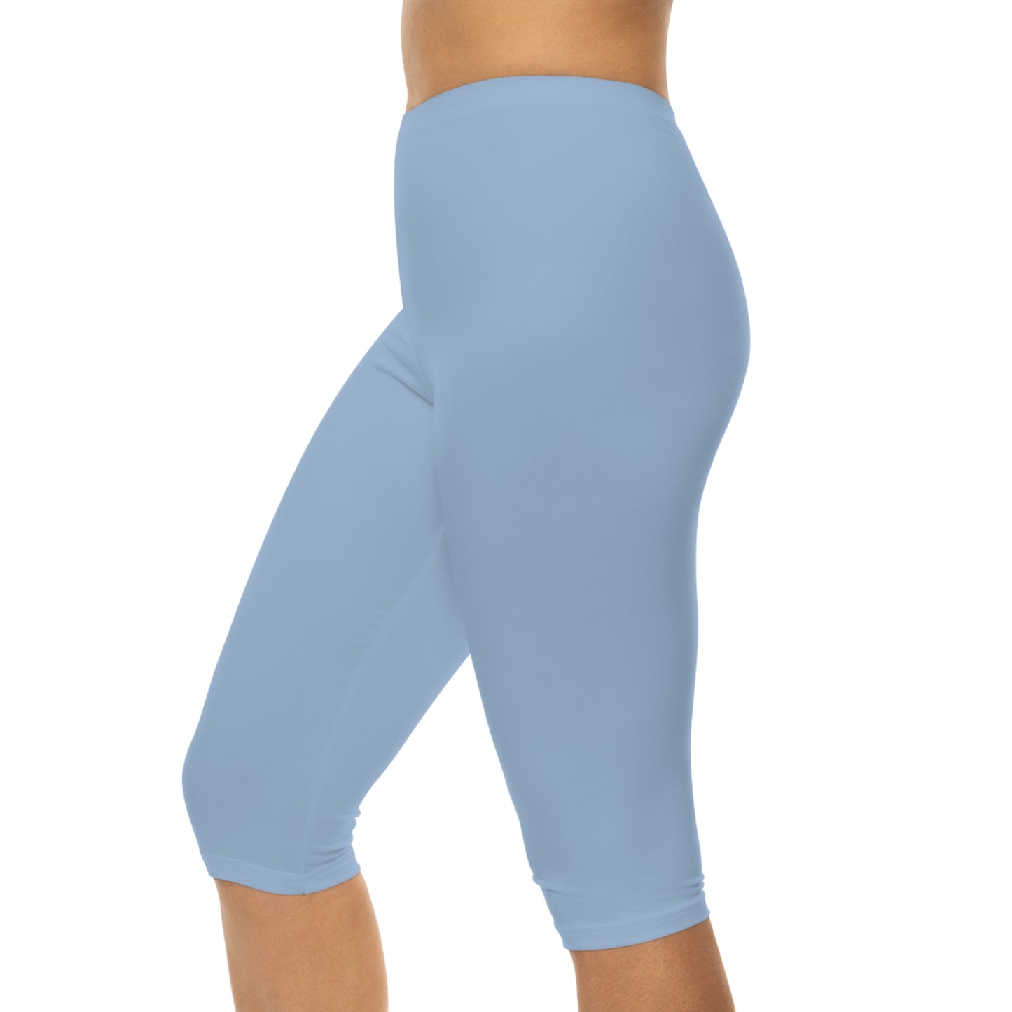 Hope Blue Color Women's Brushed Suede Poly Span Casual Capri Leggings XS-2XL