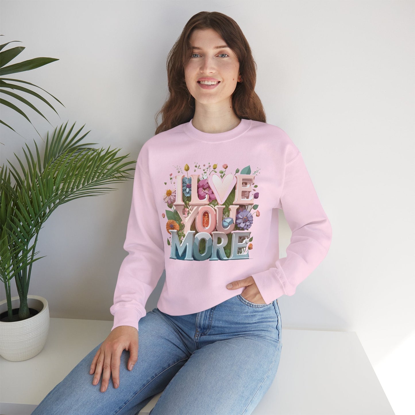Floral Love Sweatshirt Unisex Crewneck Valentine Day Floral Print Cozy Winter Wear