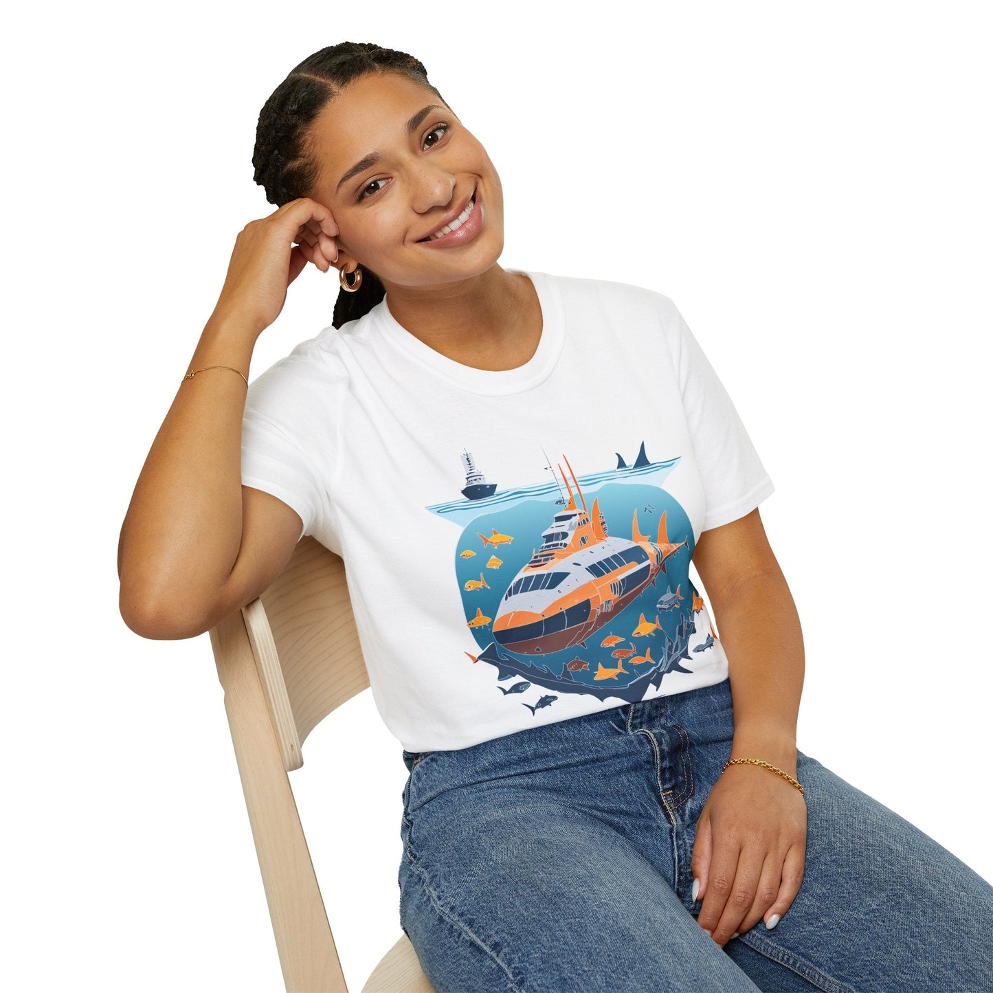 Ocean Tee Shirt Unisex Short Sleeve Gildan Softstyle 64000 Premium Comfort Ocean Artwork