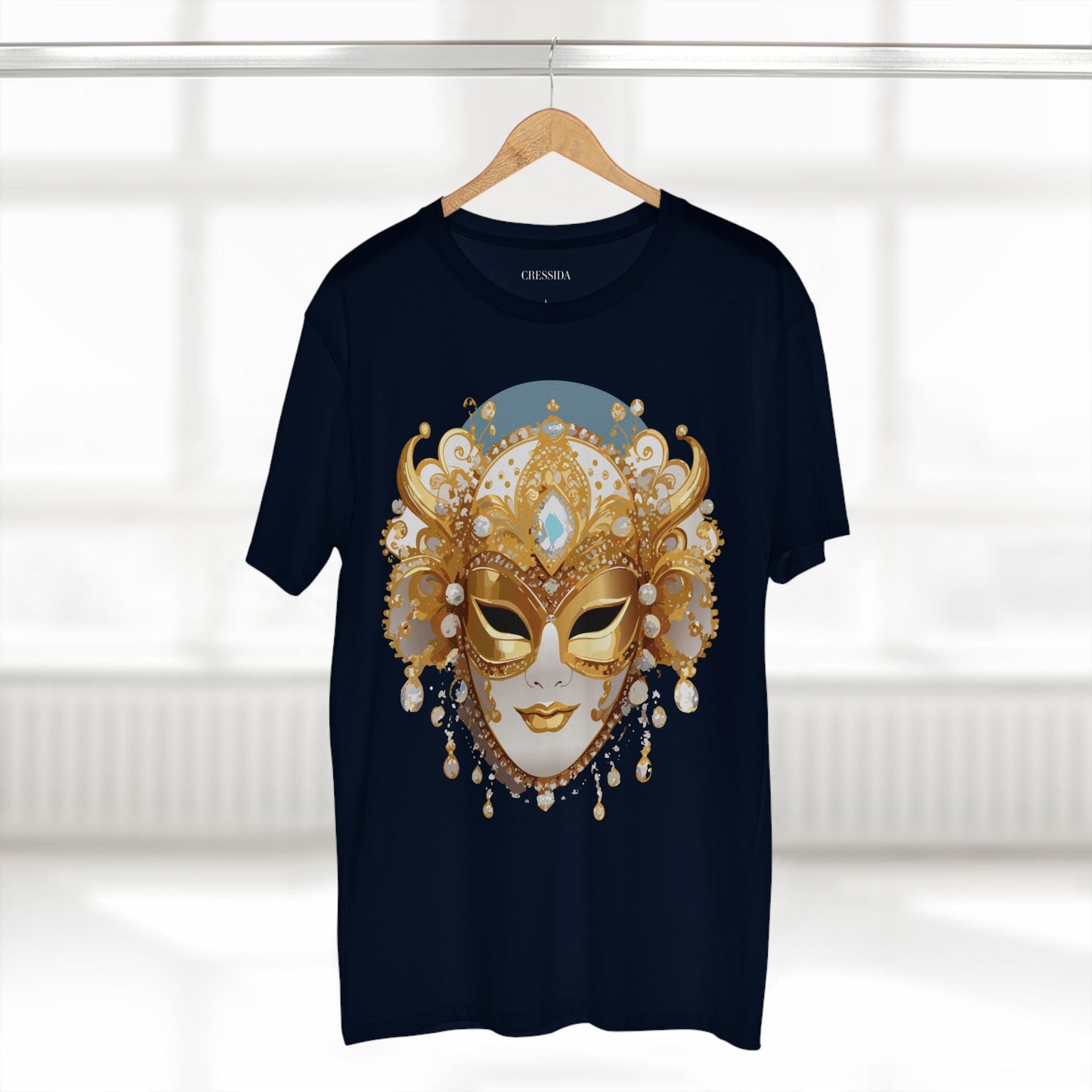 Carnival Mask Graphic T-Shirt Unisex 100 Cotton With Antique Gold Art Design Tee 17