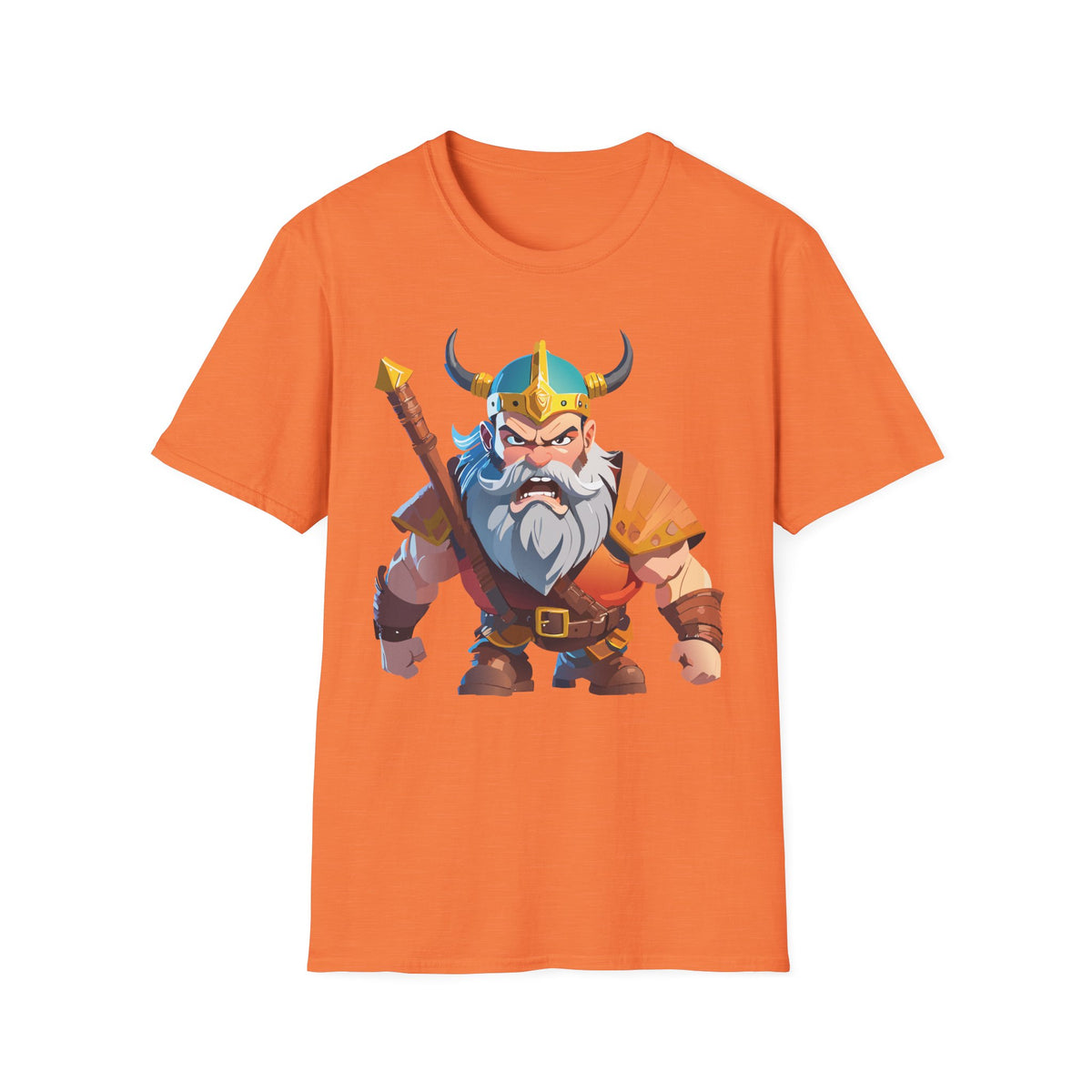 Angry Viking Warrior T-Shirt | Cartoon Norse Helmet Axe