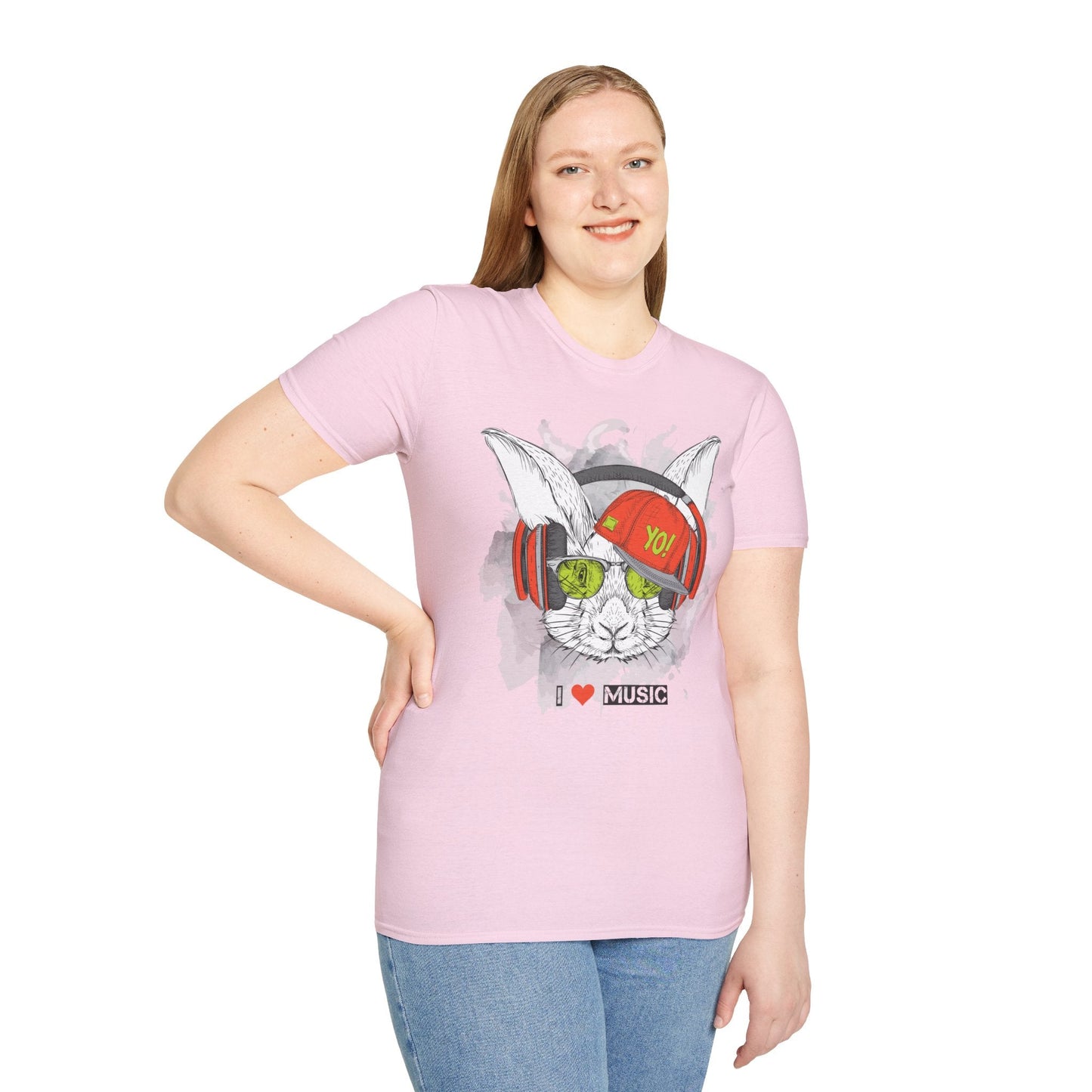 Unisex Music Animals Shirt With Headphones Softstyle Short Sleeve Tee Gildan 64000