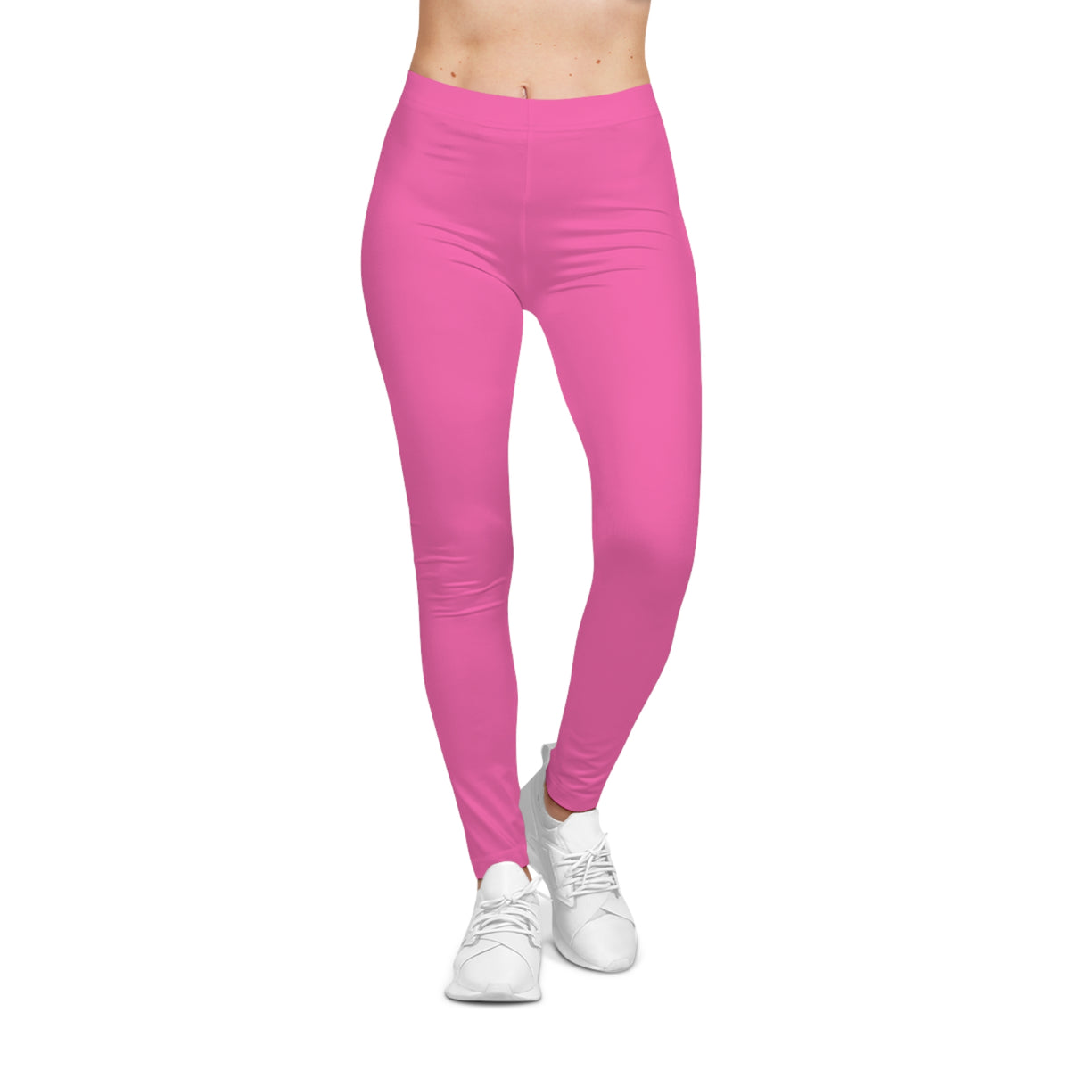 Hot Web Pink Color Women's Poly-Span Casual Leggings XS-2XL