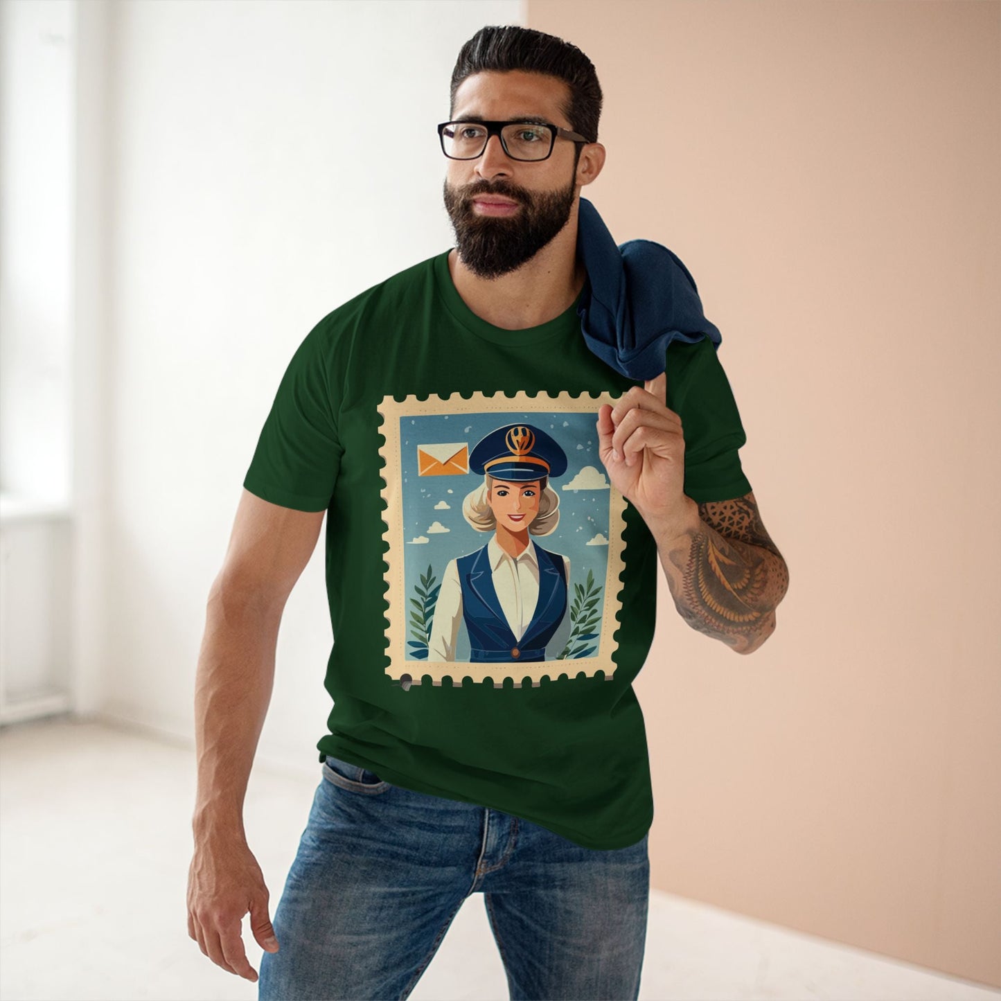 Stamp Shirt Postage Stamp Tee Unisex Premium Cotton Original Art Design Retro2Nova