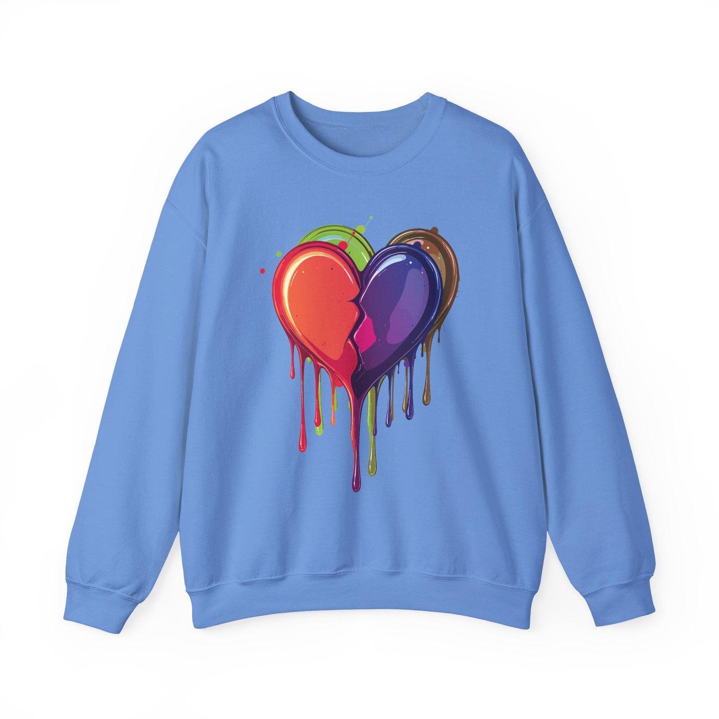 Unisex Double Heart Sweatshirt Valentines Day Love Theme Big Heart Design