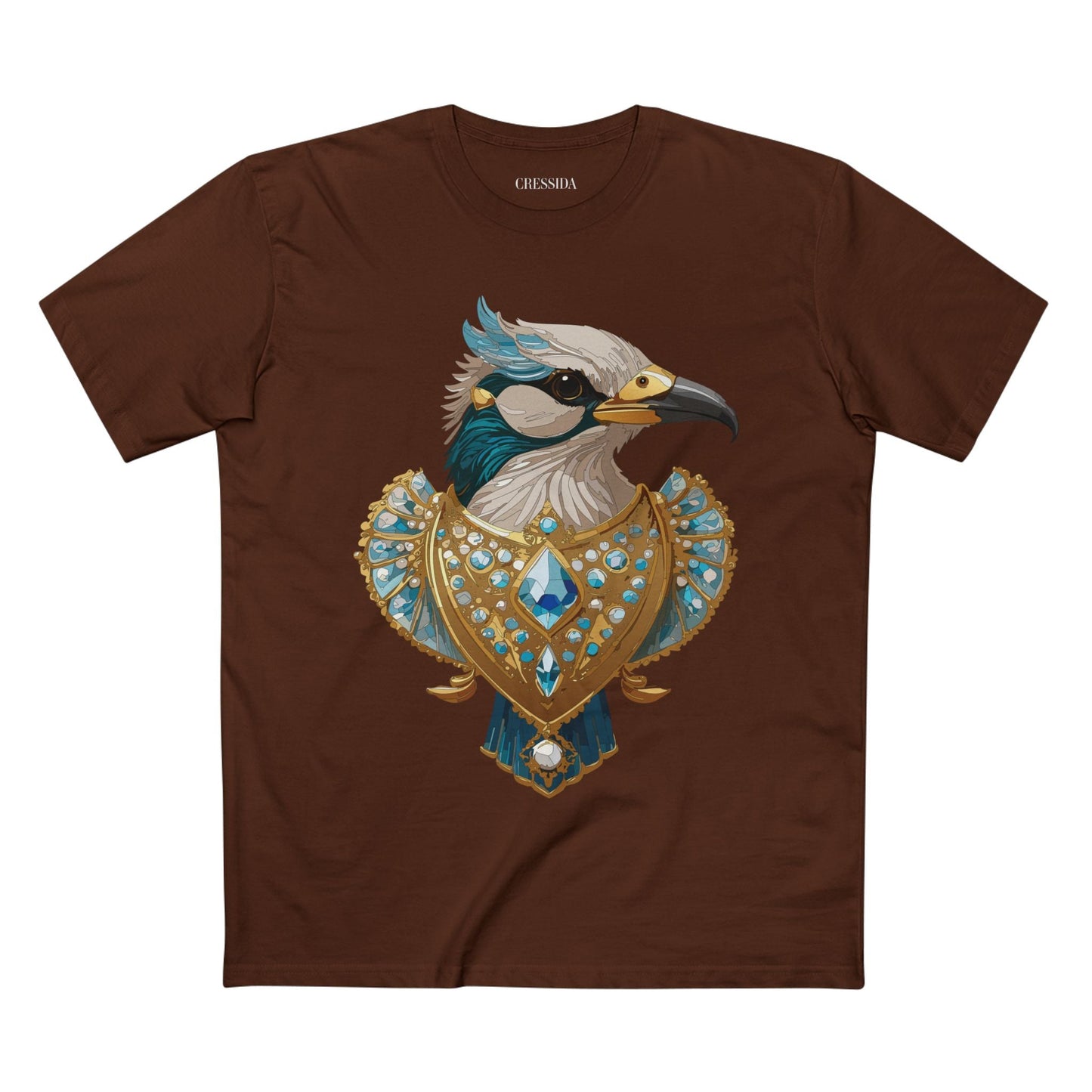Bird Graphic Unisex 100 Cotton Tee With Unique Animal Golden Medallion Art Design 17