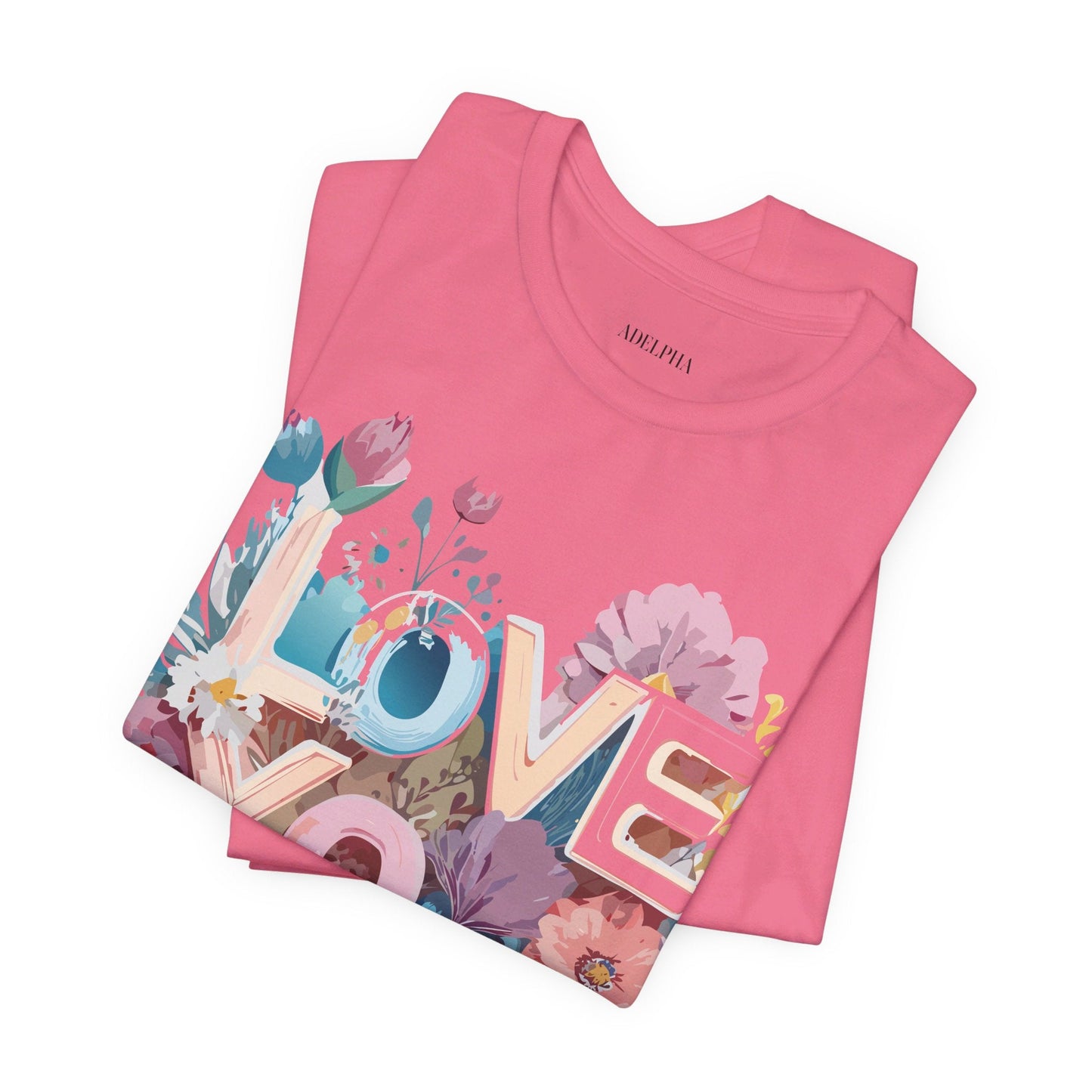 Valentine Day Graphic Unisex 100 Cotton Vintage Artwork with Love and Flower Design Tee 37