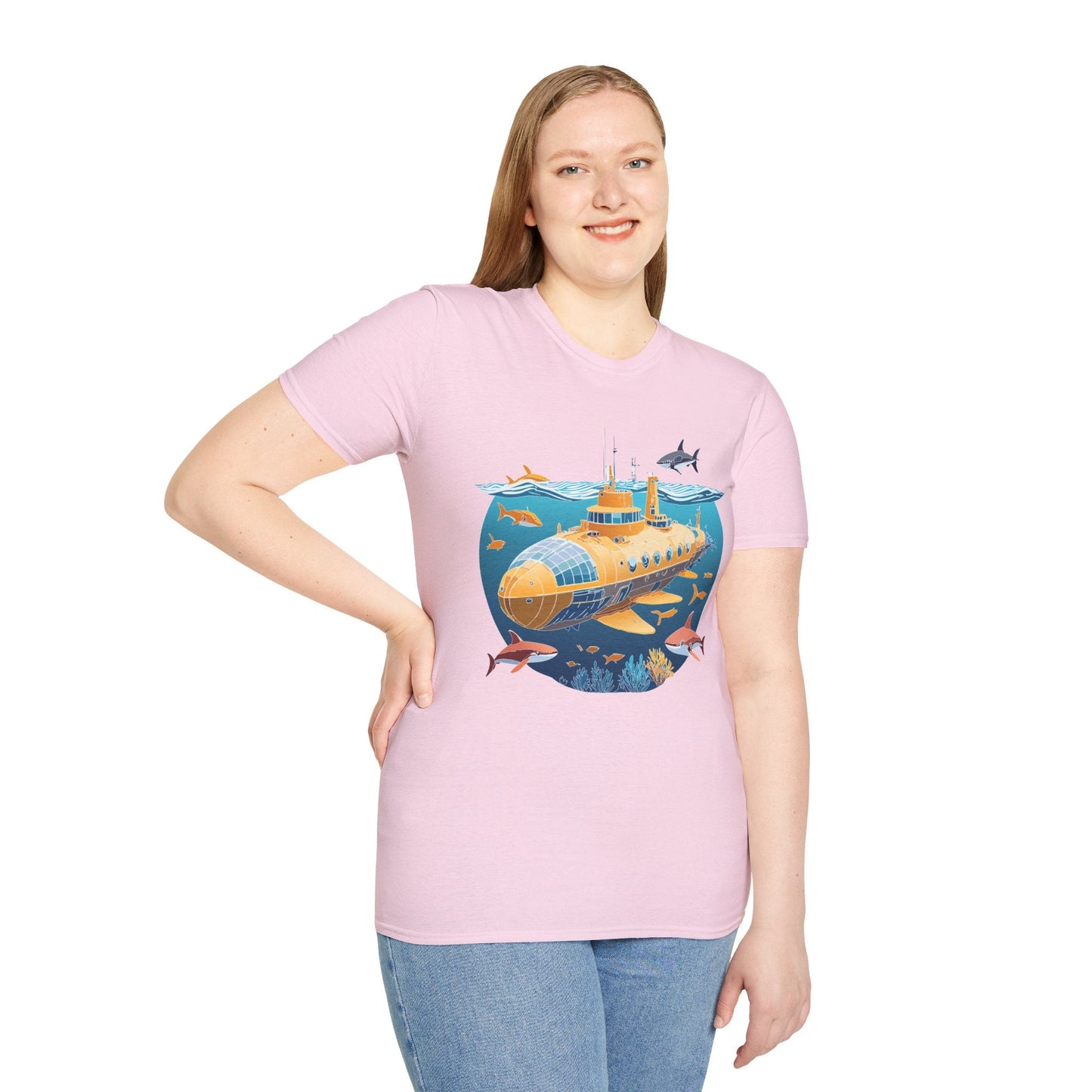 Ocean Themed Unisex Softstyle T Shirt 100 Percent Ring Spun Cotton U Boat Design Tee Everyday