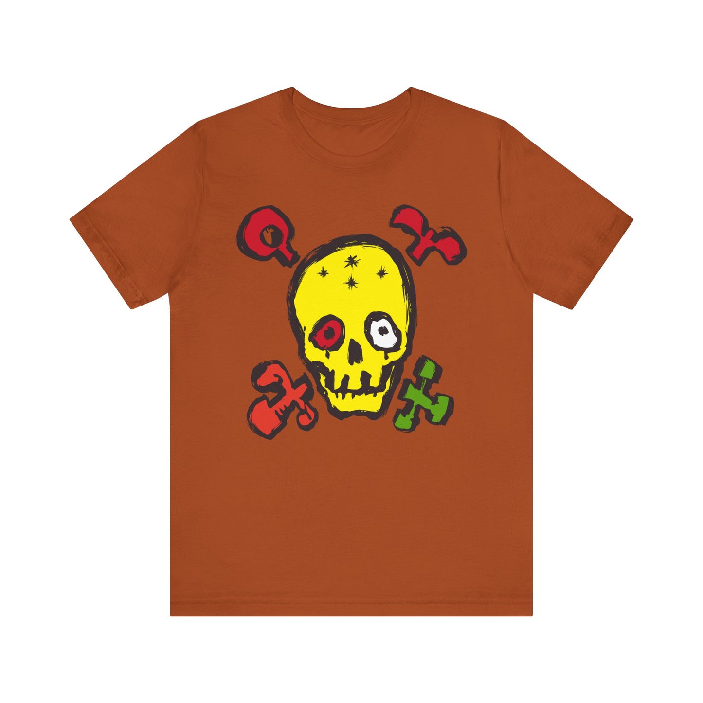 Yellow Skull Graphic Design Tee, Skull Shirt, Vintage Tees, Art Design T-Shirt, Vintage Graphic Tee, Art Shirts with Skulls