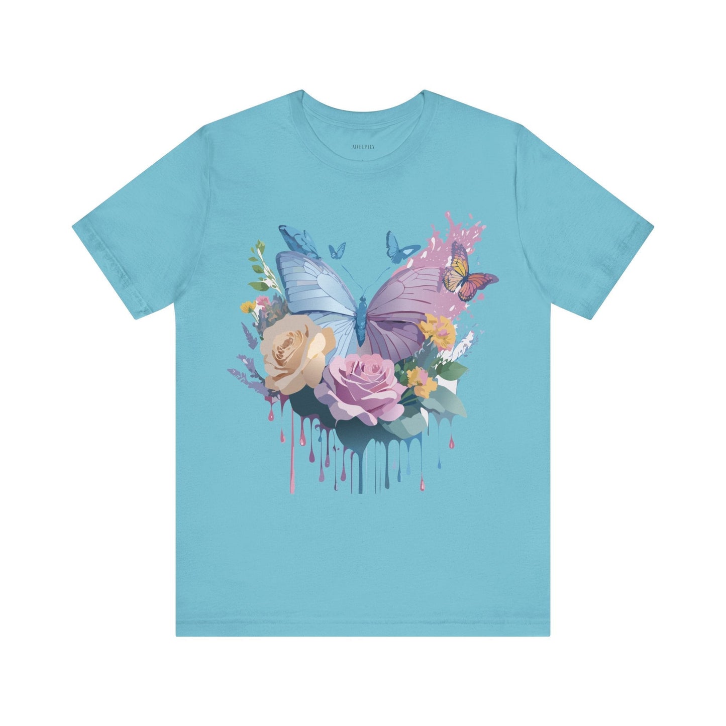Butterfly Graphic Unisex 100 Cotton Lightweight Vintage Floral Design Jersey Tee 34