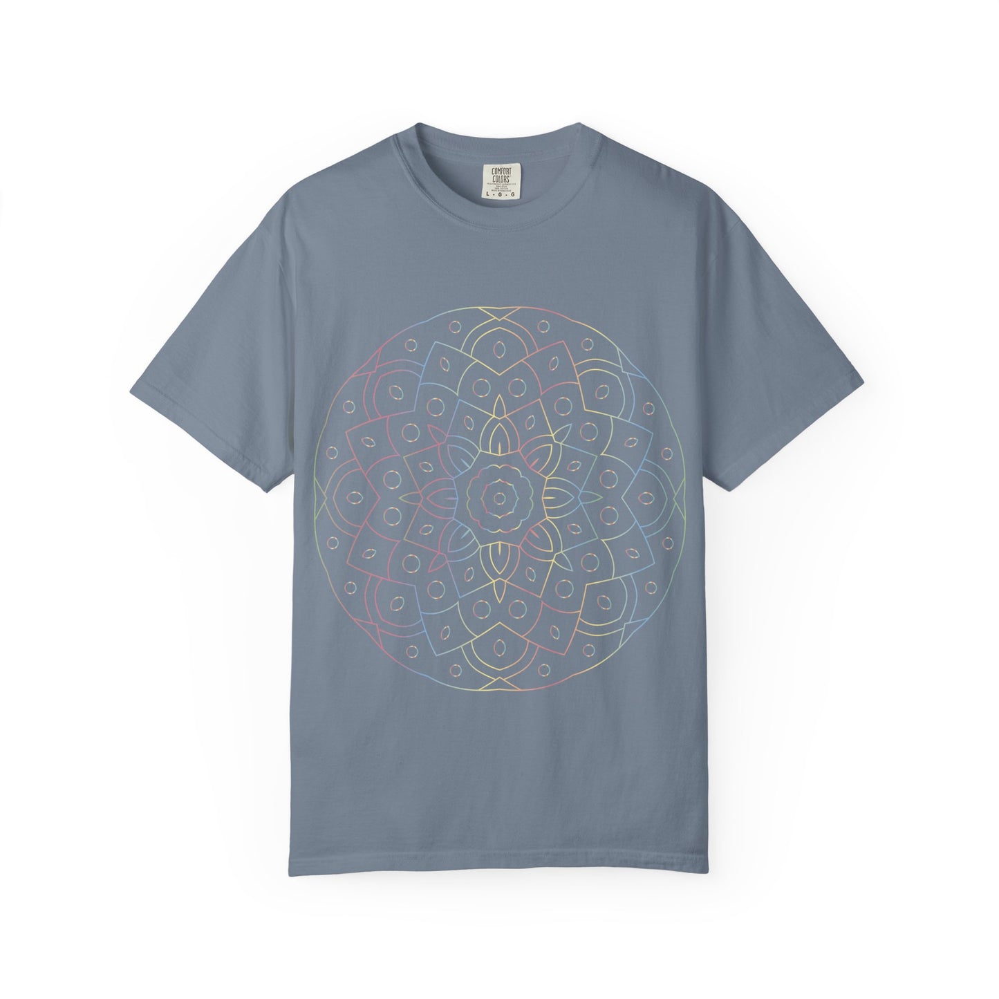 Unisex Garment Dyed Cotton T-Shirt with Mandala Graphic Design