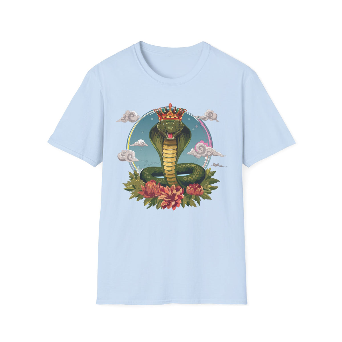 Crowned King Cobra T-Shirt | Snake Illustration, Regal Reptile Art