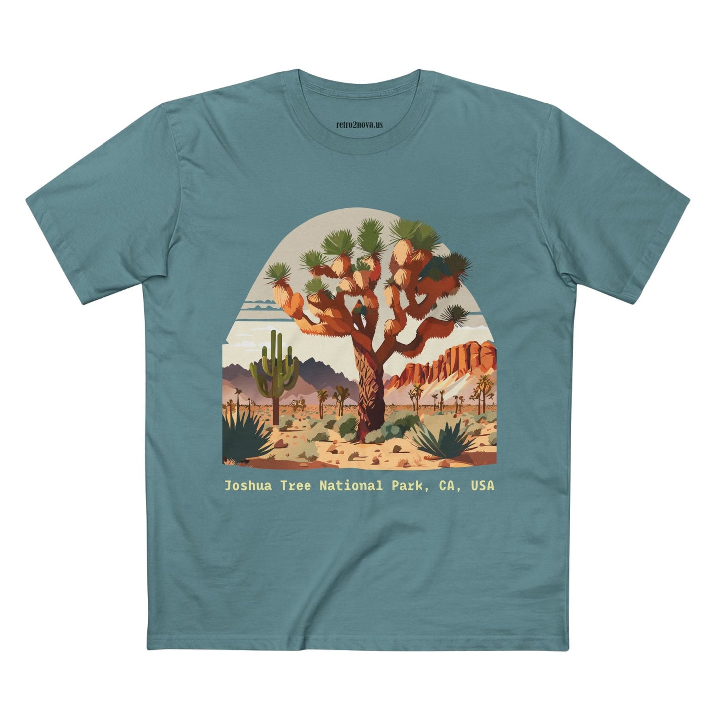 Joshua Tree Travel Shirt Unisex Premium Cotton Tee With Original Art Design Retro2Nova