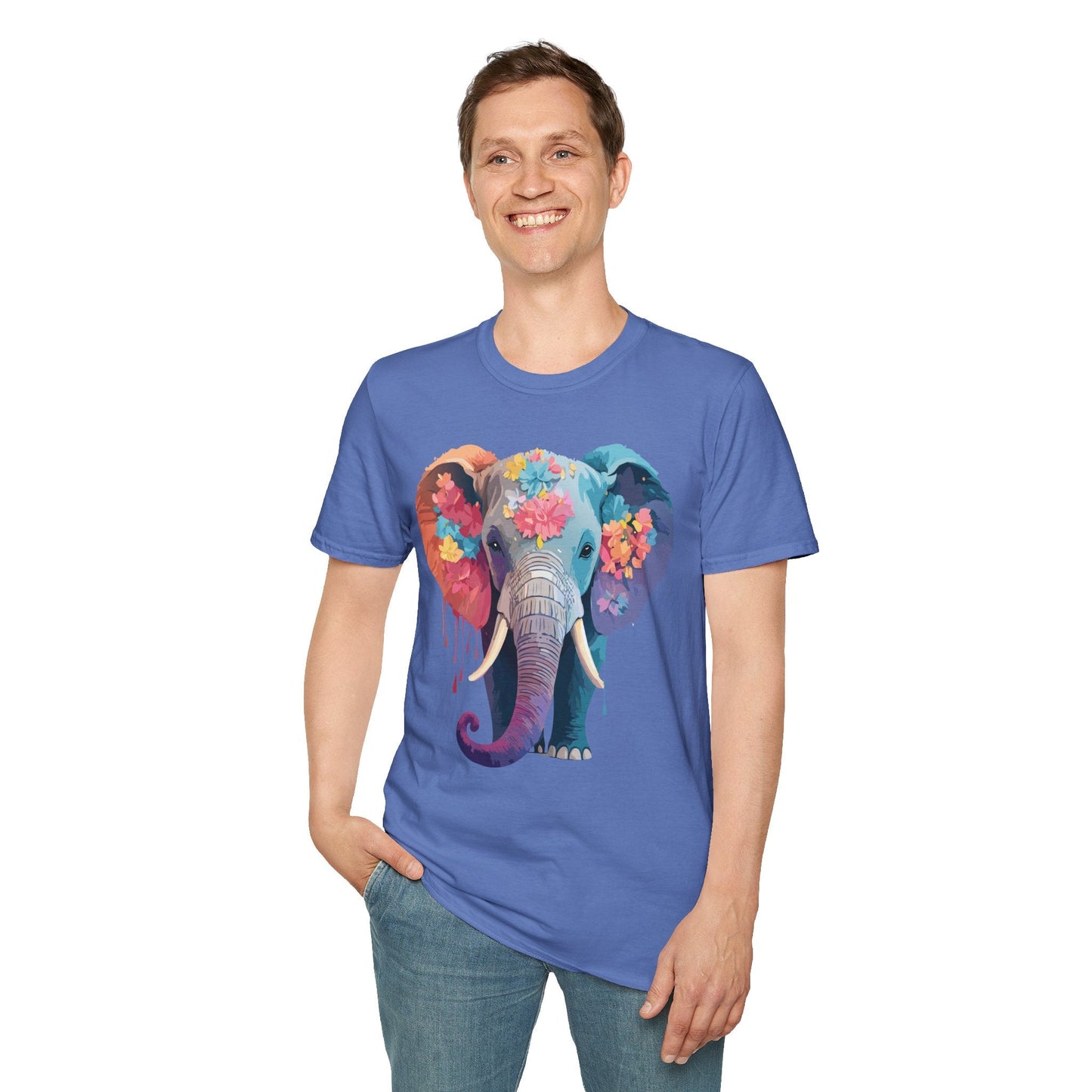 Unisex Elephant T Shirt Gildan SoftStyle 64000 100 Percent Ring Spun Cotton Tee Shirt