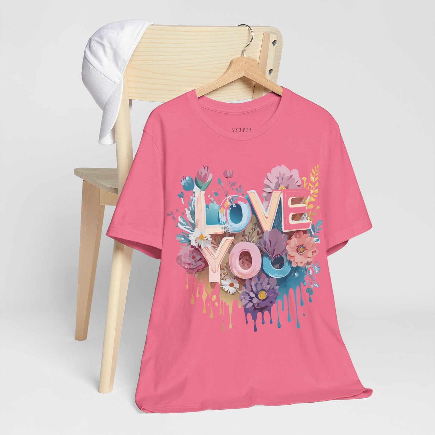 Valentine Day Graphic Unisex 100 Cotton Vintage Artwork with Love and Flower Design Tee 37