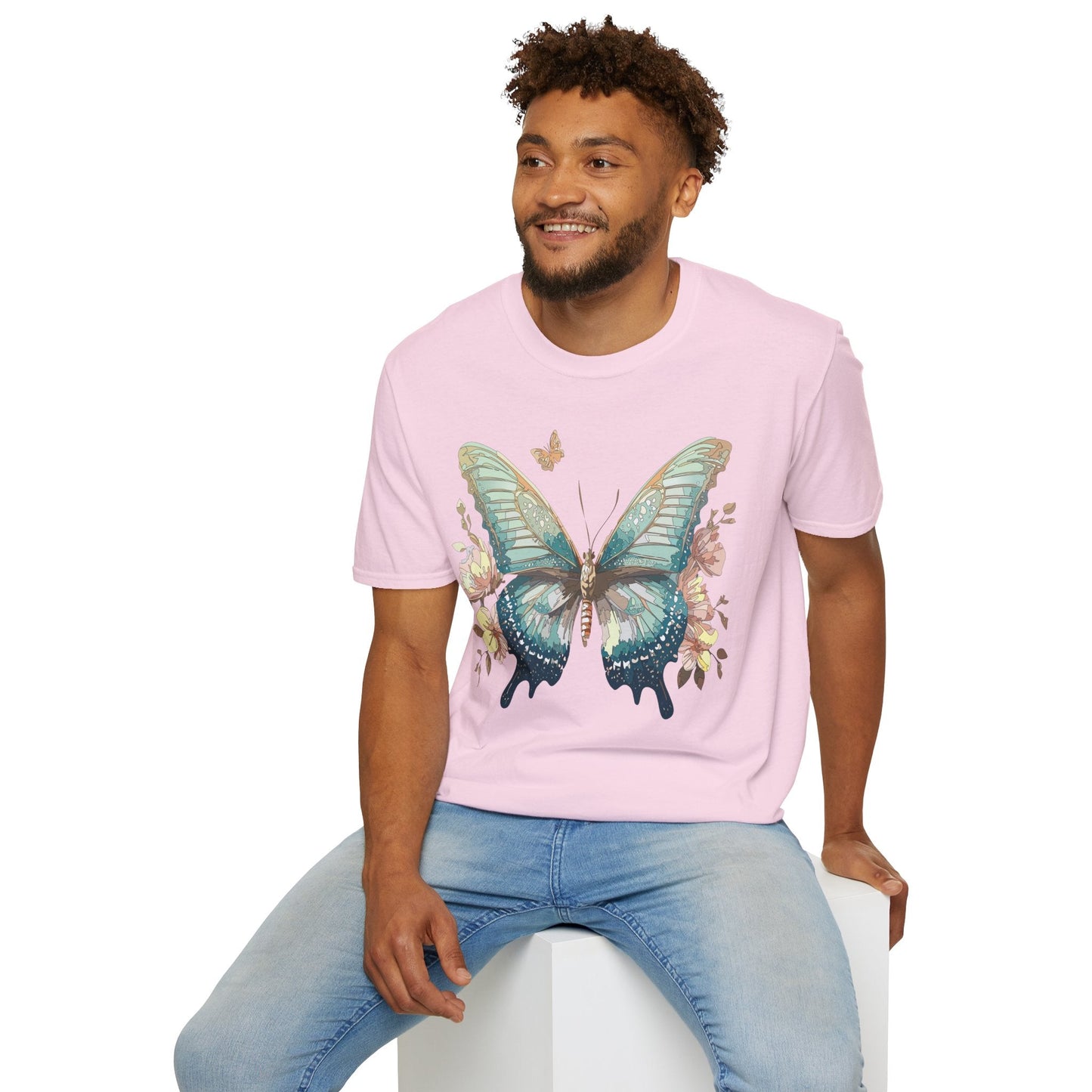 Butterfly Print Unisex T Shirt Monarch Design Softstyle 64000 Gildan Cotton Tee Quality