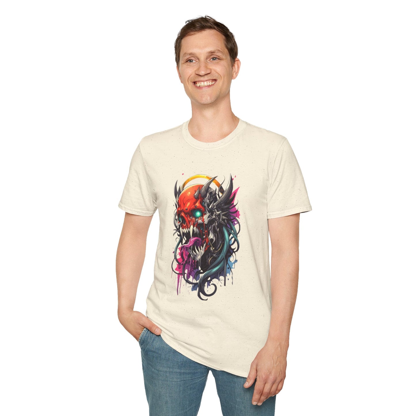 Skull Tee Shirt Unisex Skeleton Art Design Gildan Softstyle 64000 100 Percent Ring Spun Cotton