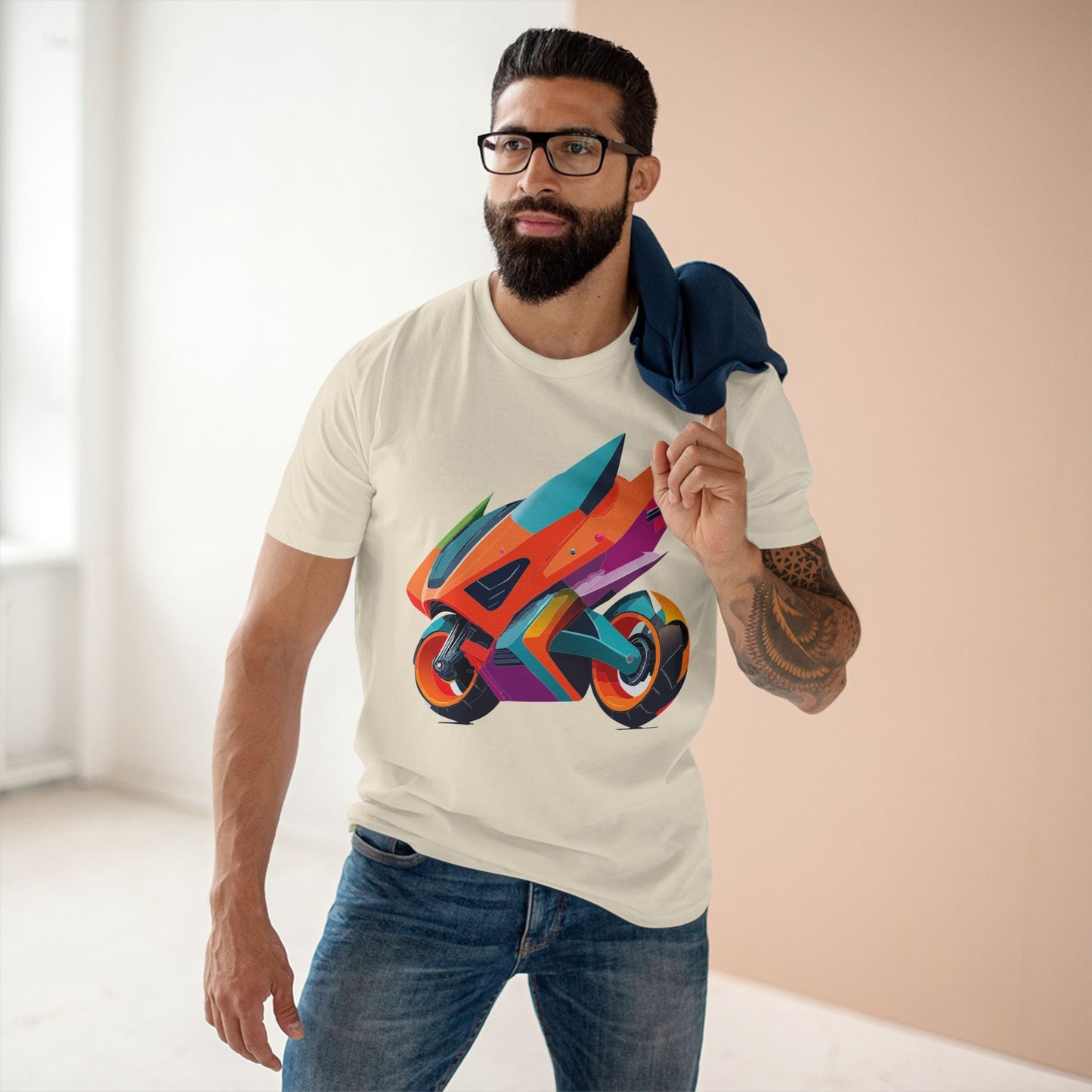 Moto Bike Graphic Unisex 100 Cotton Staple Tee 2