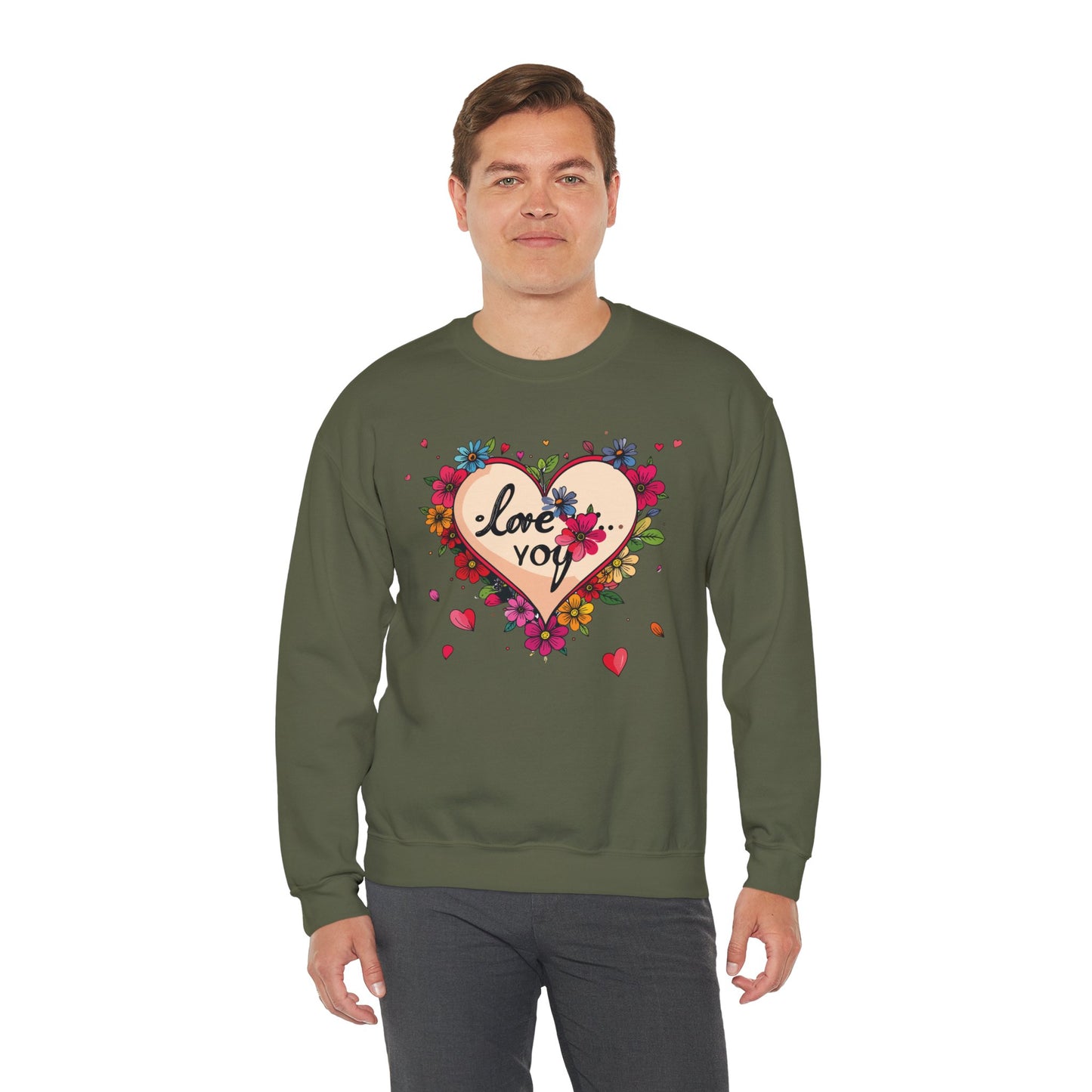 Big Heart Sweatshirt, Floral Heart Sweatshirt, Floral Love Sweatshirt, Valentine's Day Sweatshirt, Heart Floral Sweatshirt 109