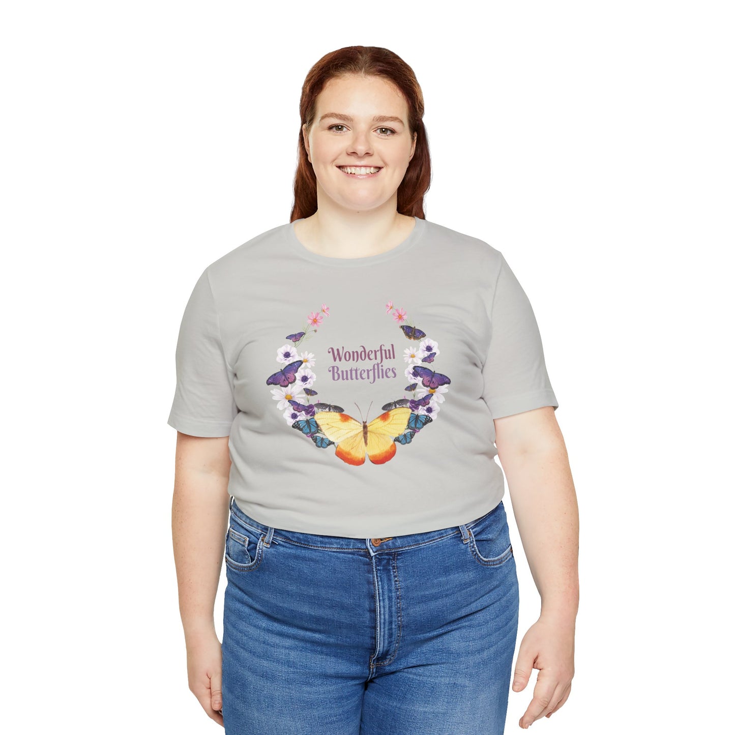 Cotton Tee Shirt with Butterfly Prints