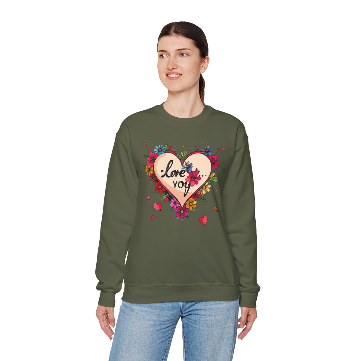 Big Heart Sweatshirt, Floral Heart Sweatshirt, Floral Love Sweatshirt, Valentine's Day Sweatshirt, Heart Floral Sweatshirt 109