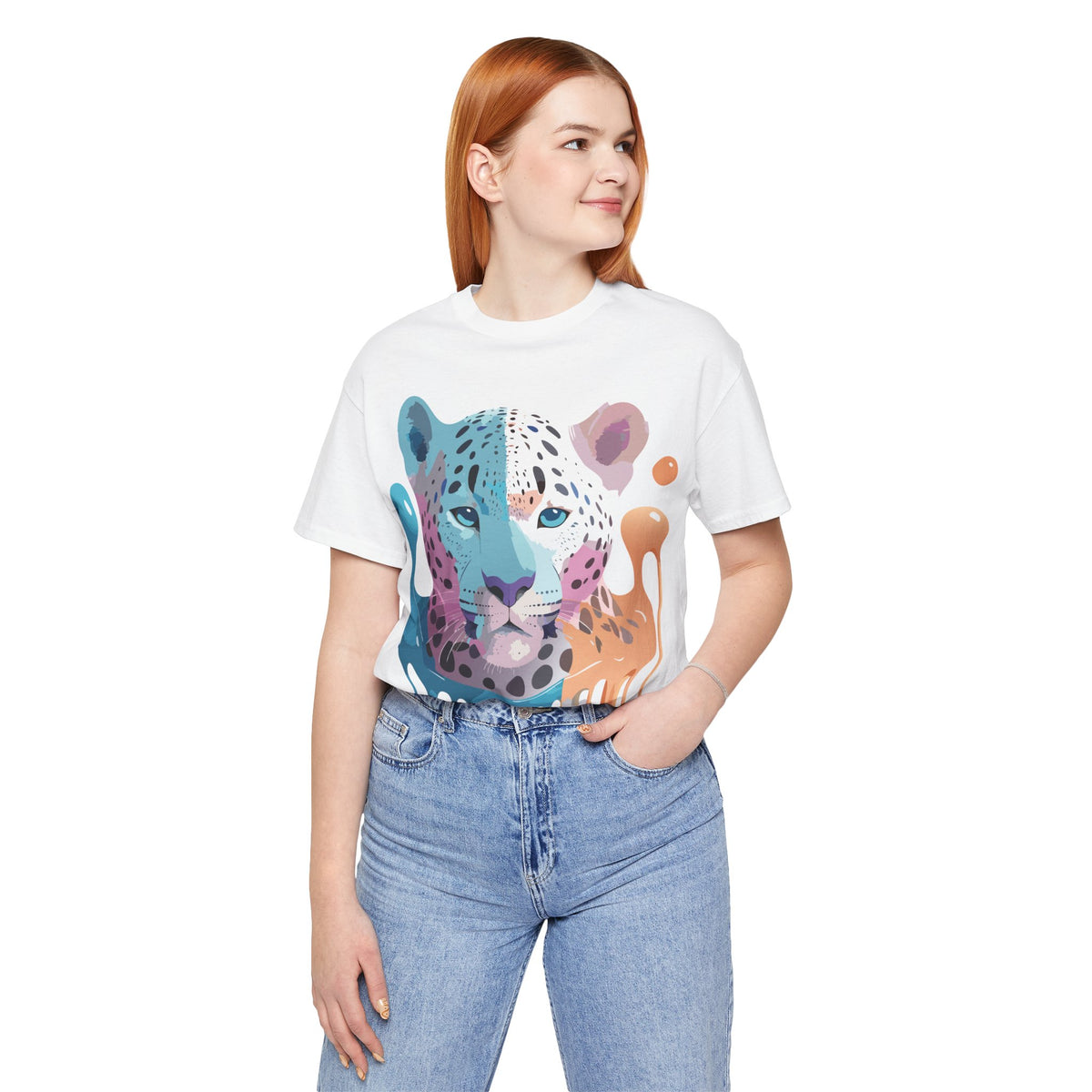 Cheetah Graphic Unisex Cotton Bella+Canvas Tee with Art Animal Design e4