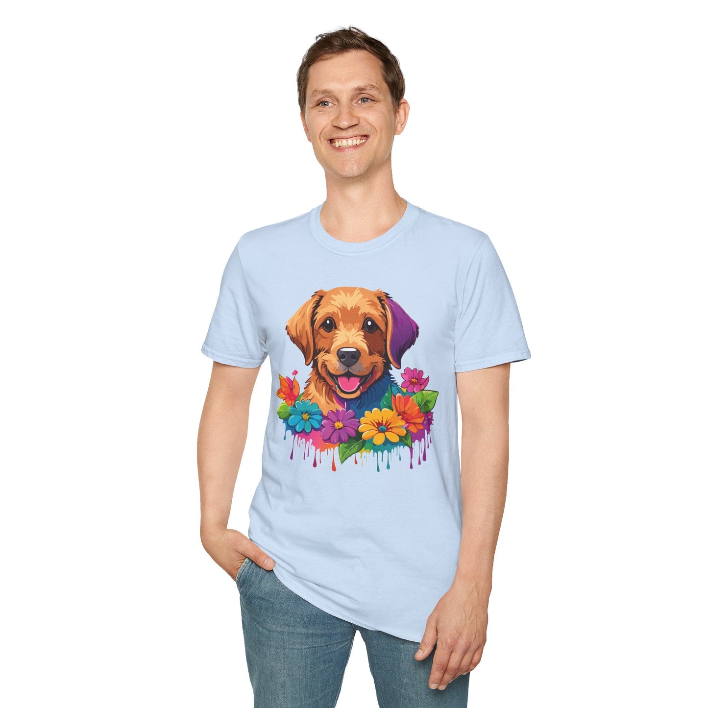 Unisex Dog Shirt With Animals Tee Softstyle Gildan 64000 Comfort Fit