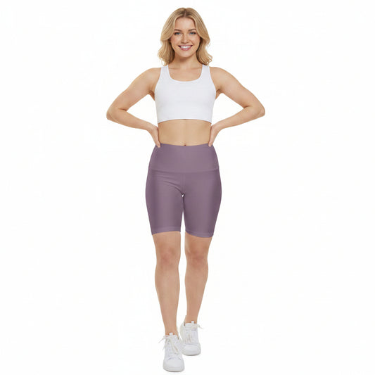 Dusty Mauve High-Waist Women's Workout Shorts — Comfortable Biker Gym Shorts